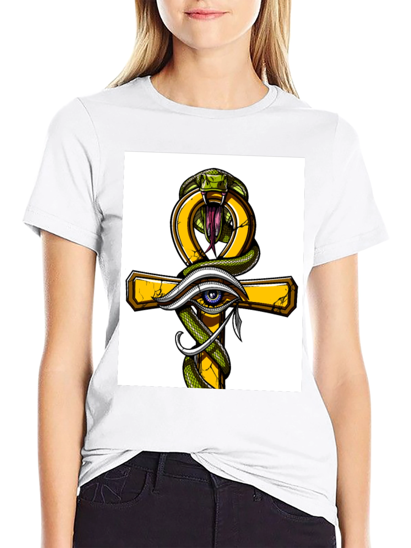 Ankh Snake & Eye T-Shirt - Stylish Graphic Tee