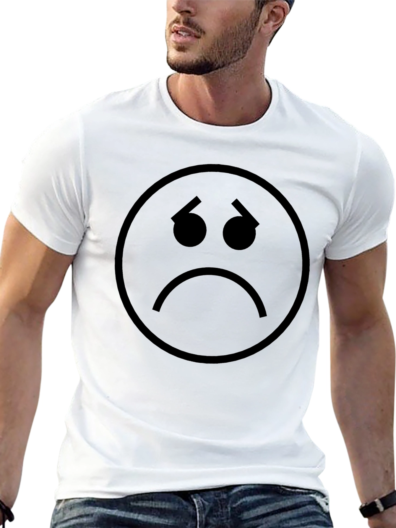 Sad Face Graphic Black T-Shirt