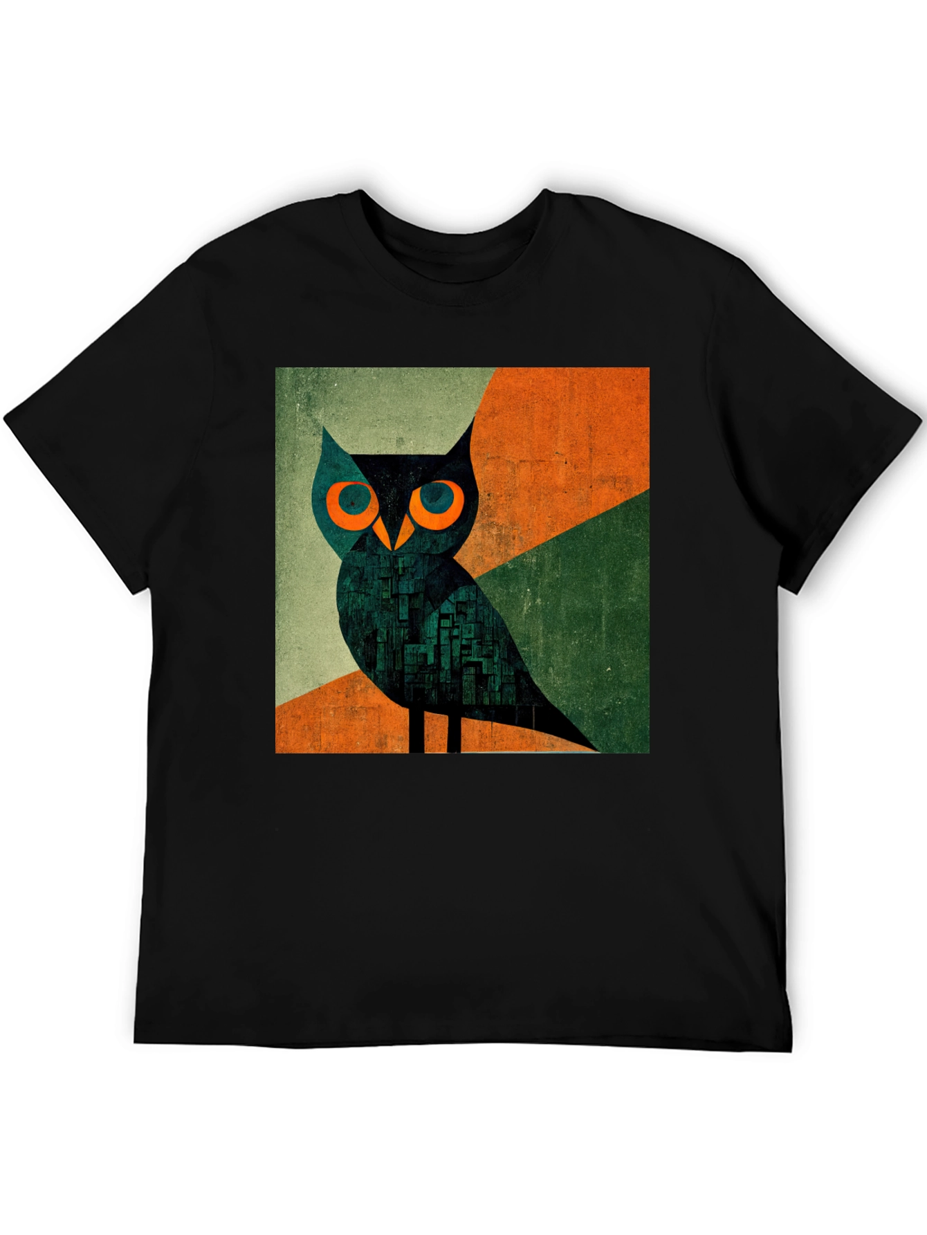 Abstract Owl Graphic Tee - Mens Black T-Shirt