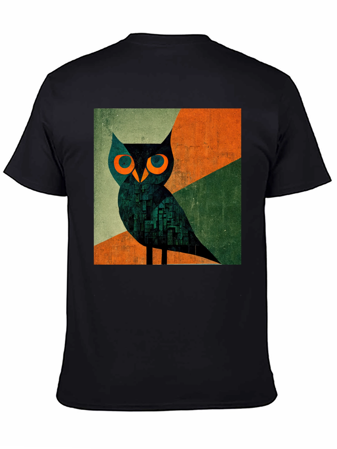 Abstract Owl Graphic Tee - Mens Black T-Shirt
