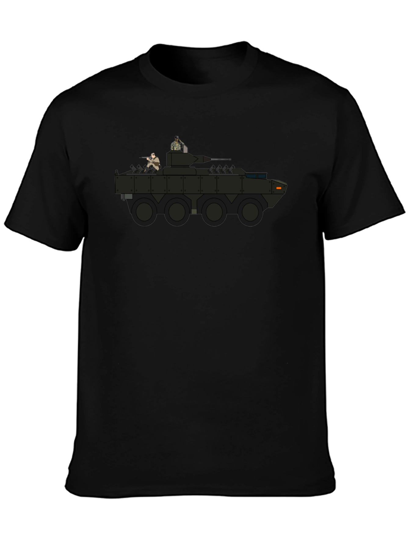 Military Vehicle Graphic Tee - Black Cotton Comfort