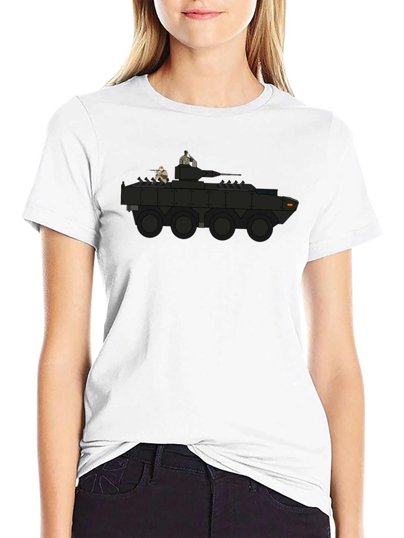 Military Vehicle Graphic Tee - Black Cotton Comfort