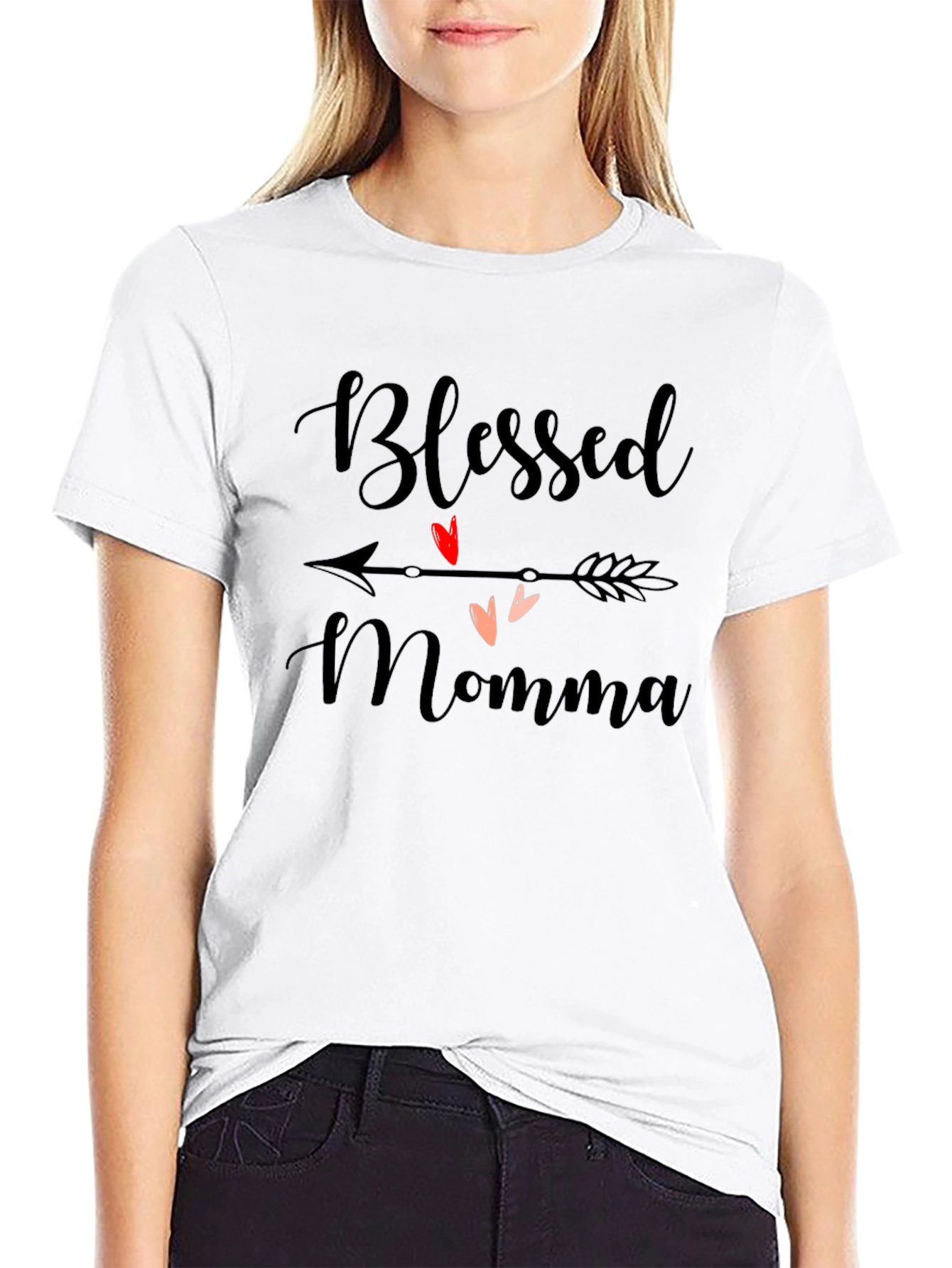 Blessed Momma Graphic Tee - Casual Black T-Shirt