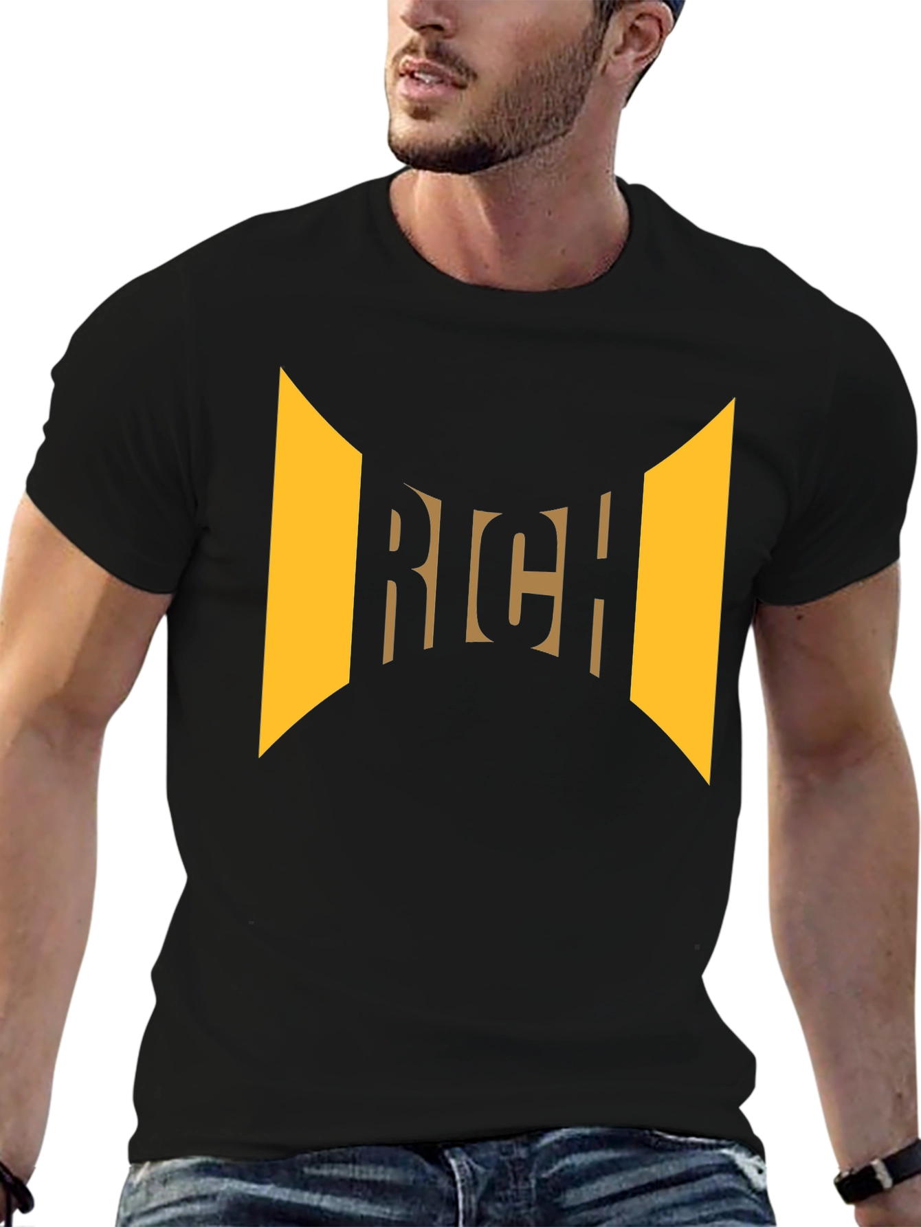 Rich Graphic Print Black T-Shirt