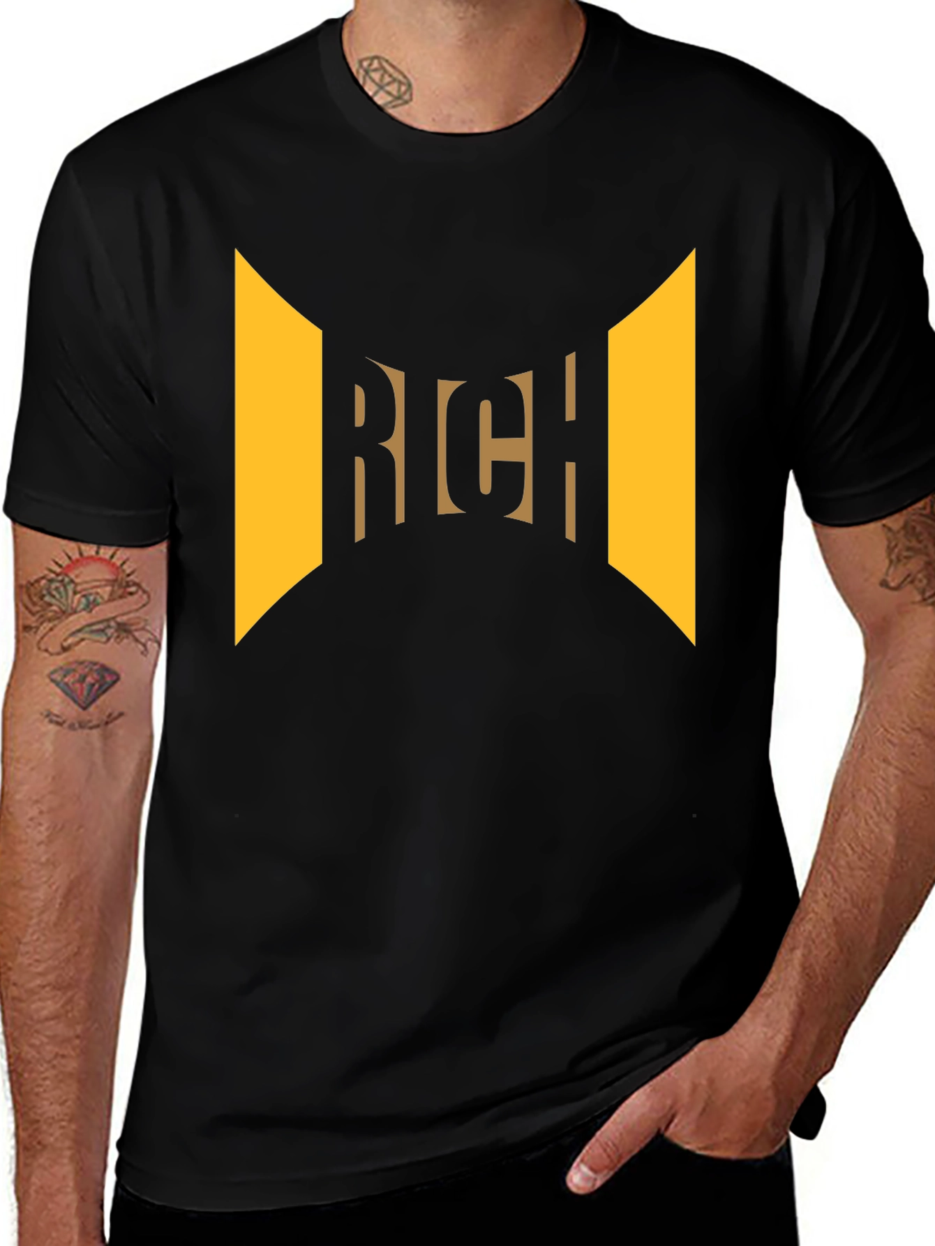 Rich Graphic Print Black T-Shirt