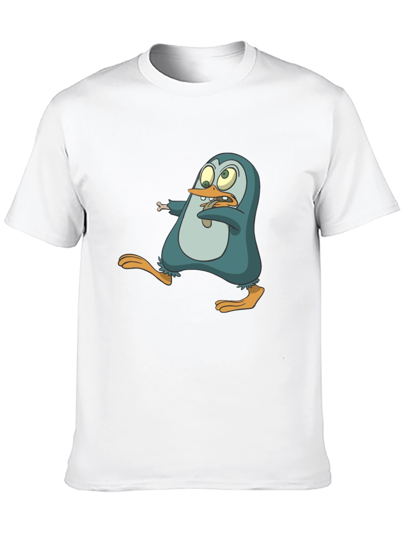 Cartoon Penguin Graphic Tee - Mens Black T-Shirt