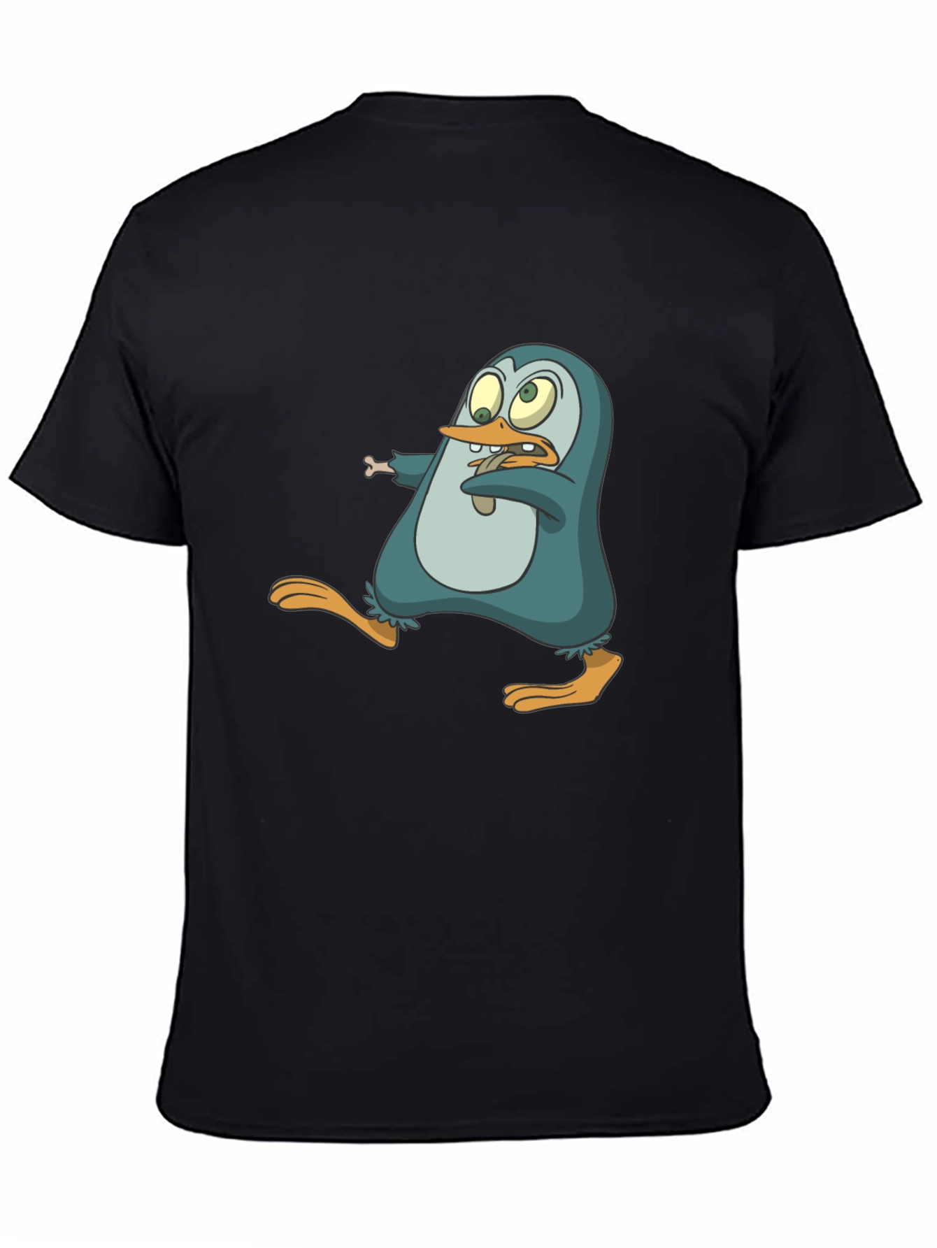Cartoon Penguin Graphic Tee - Mens Black T-Shirt