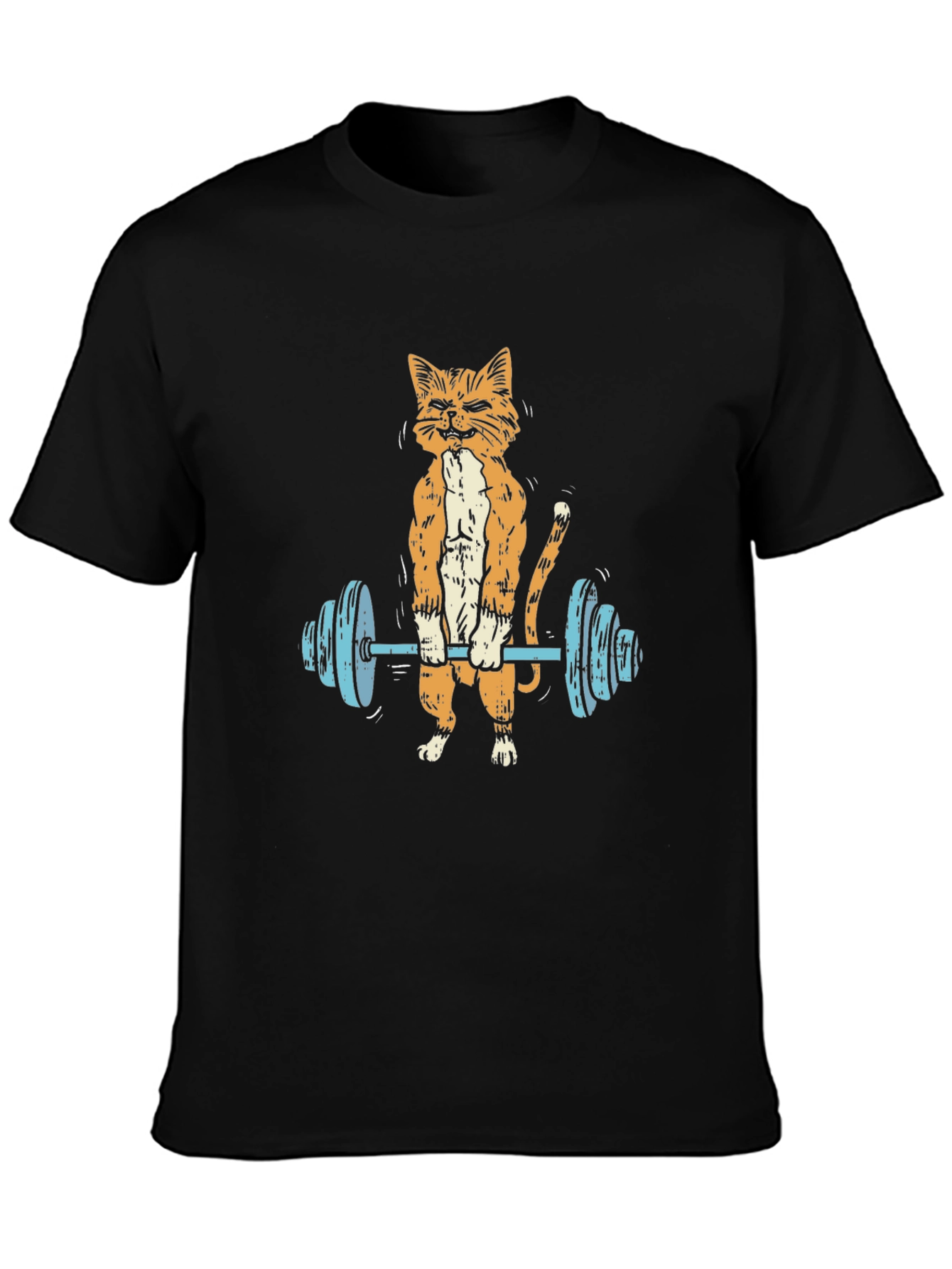 Funny Cat Lifting Barbell T-Shirt