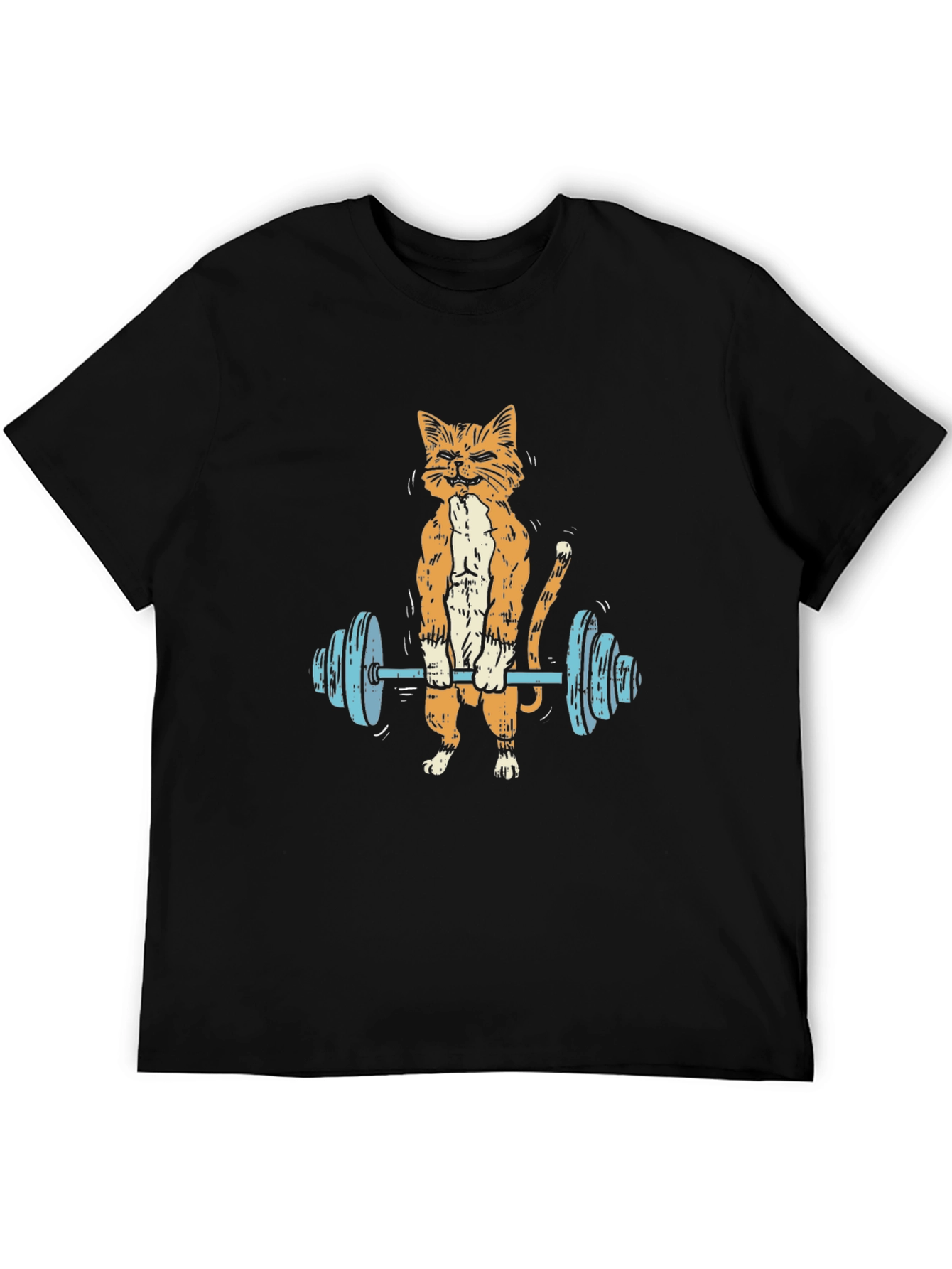 Funny Cat Lifting Barbell T-Shirt
