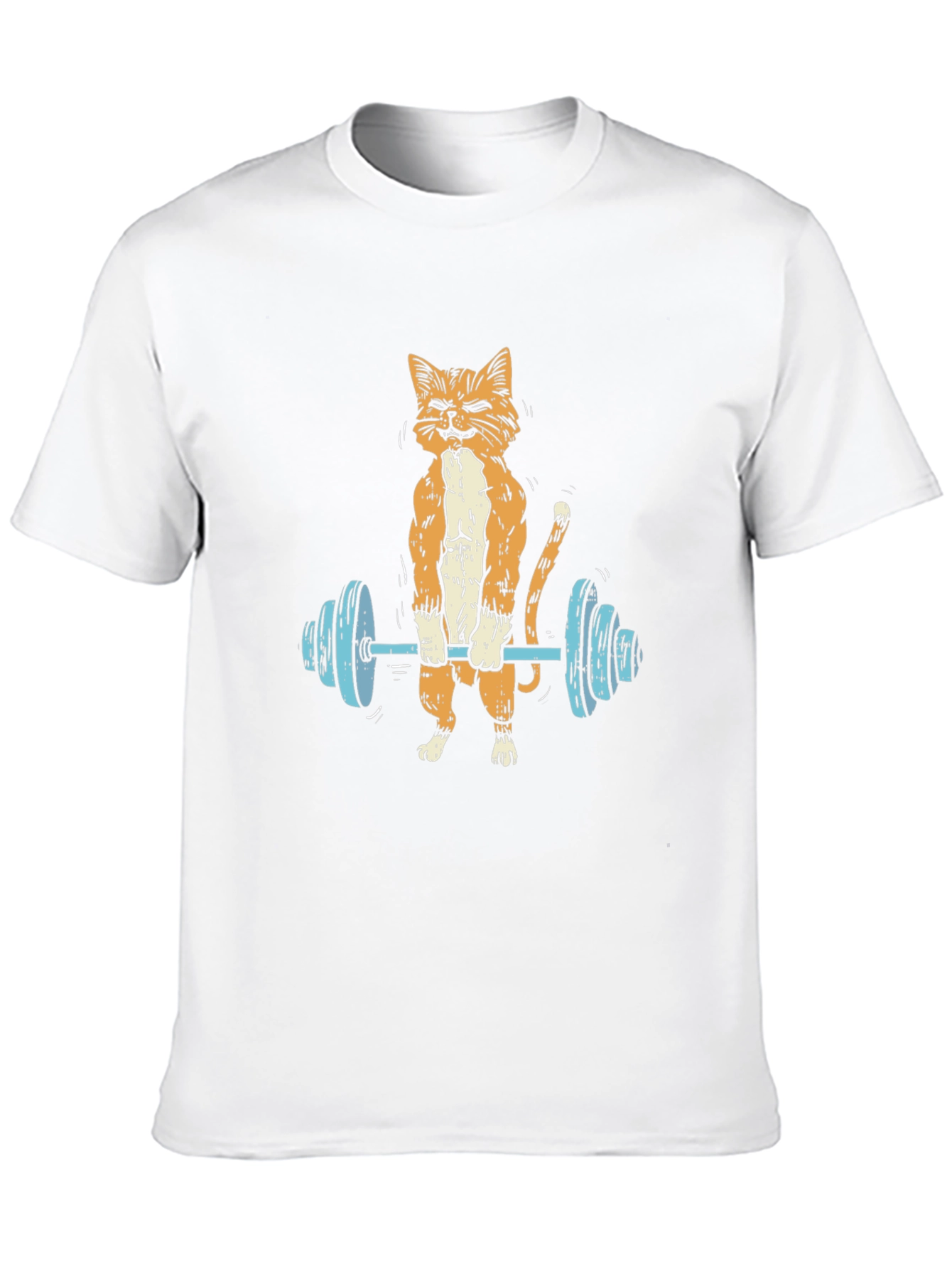 Funny Cat Lifting Barbell T-Shirt