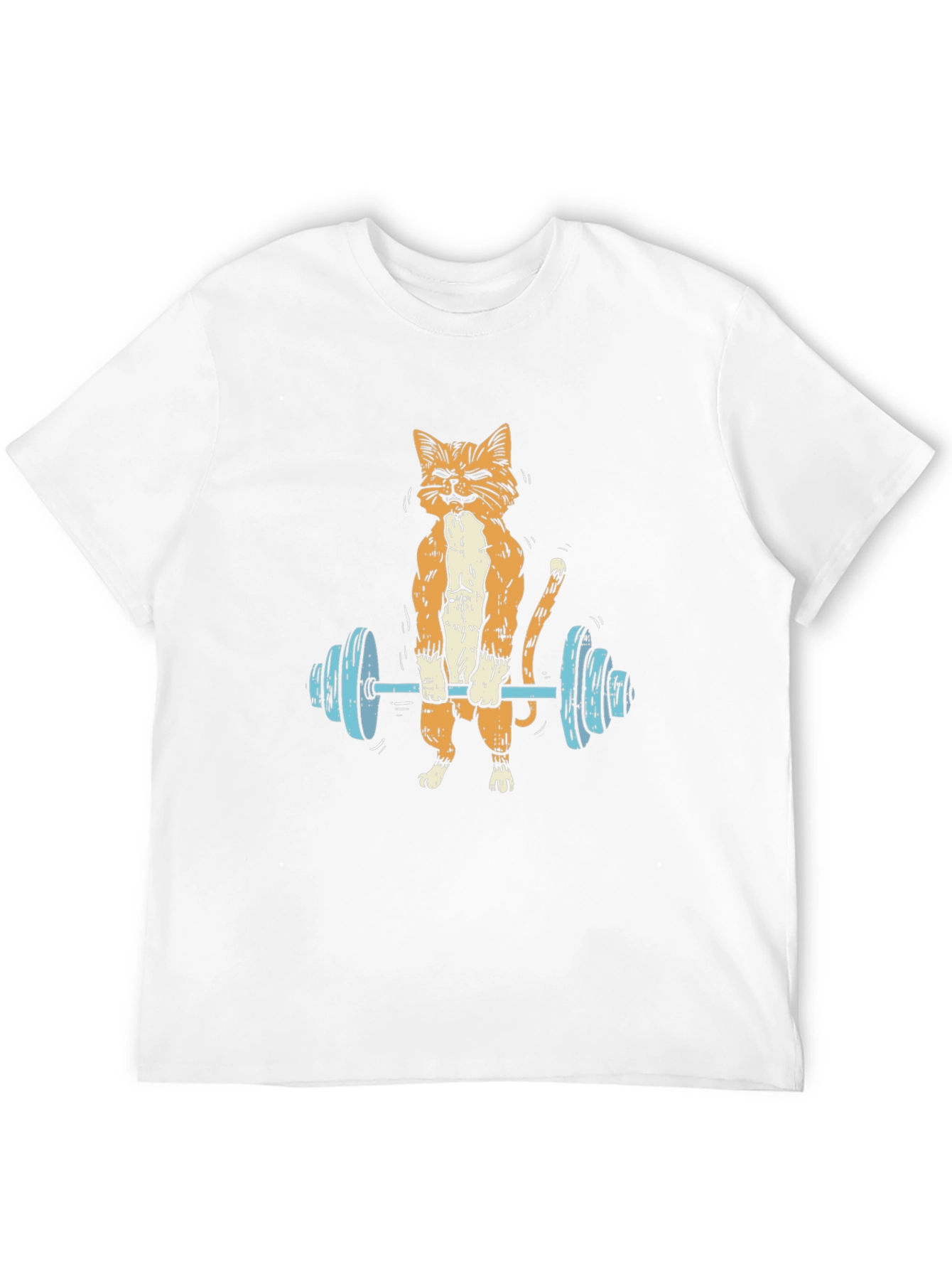 Funny Cat Lifting Barbell T-Shirt