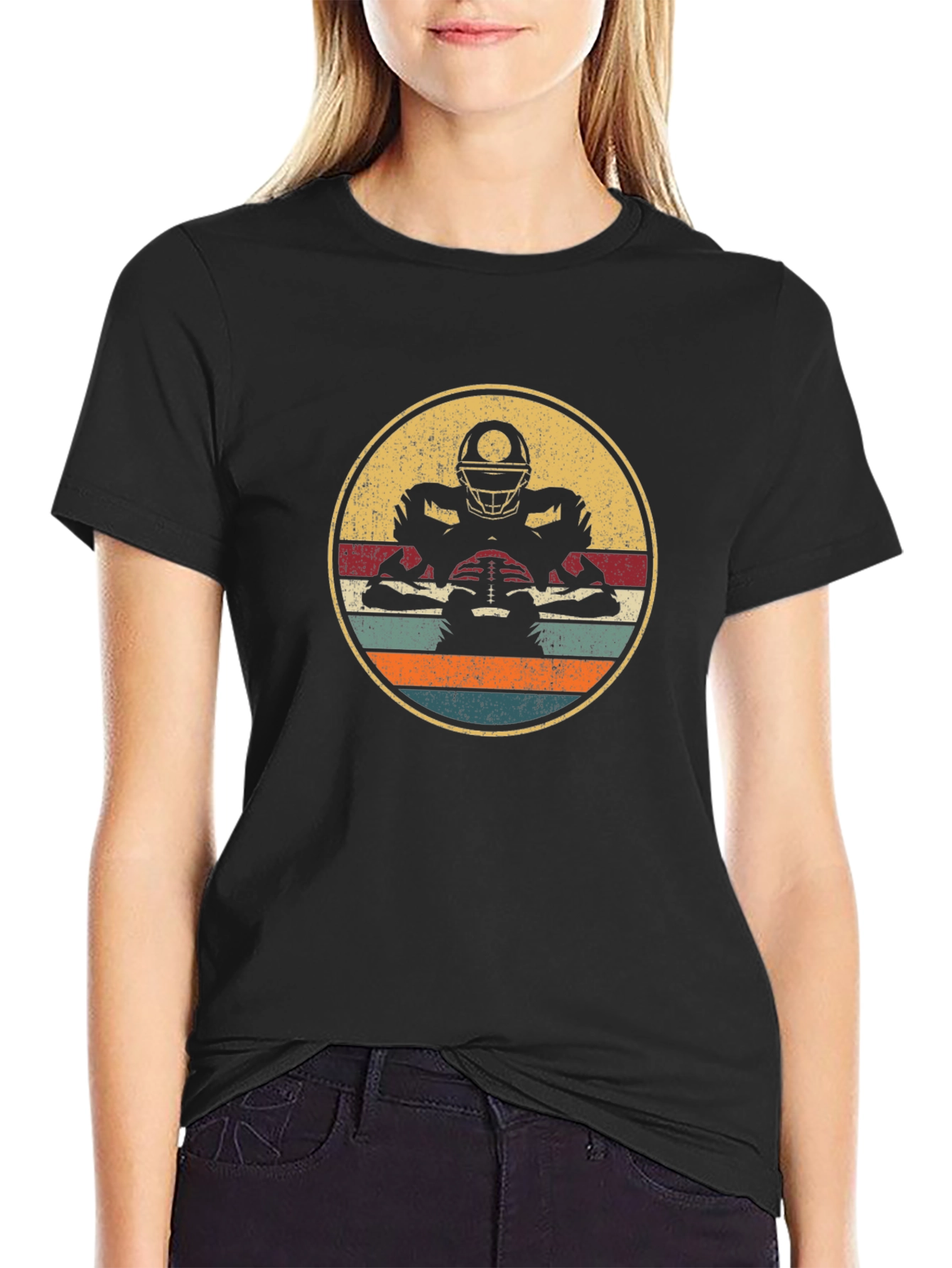 Retro Football Player Graphic T-Shirt