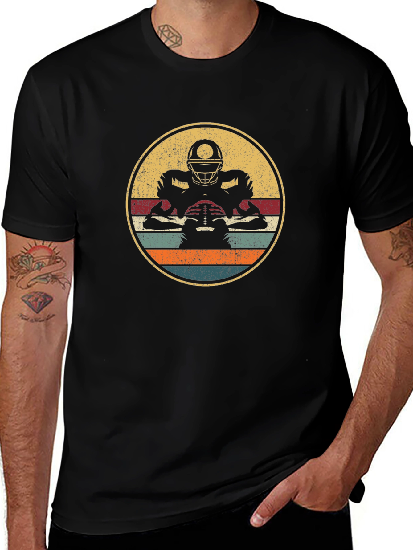 Retro Football Player Graphic T-Shirt