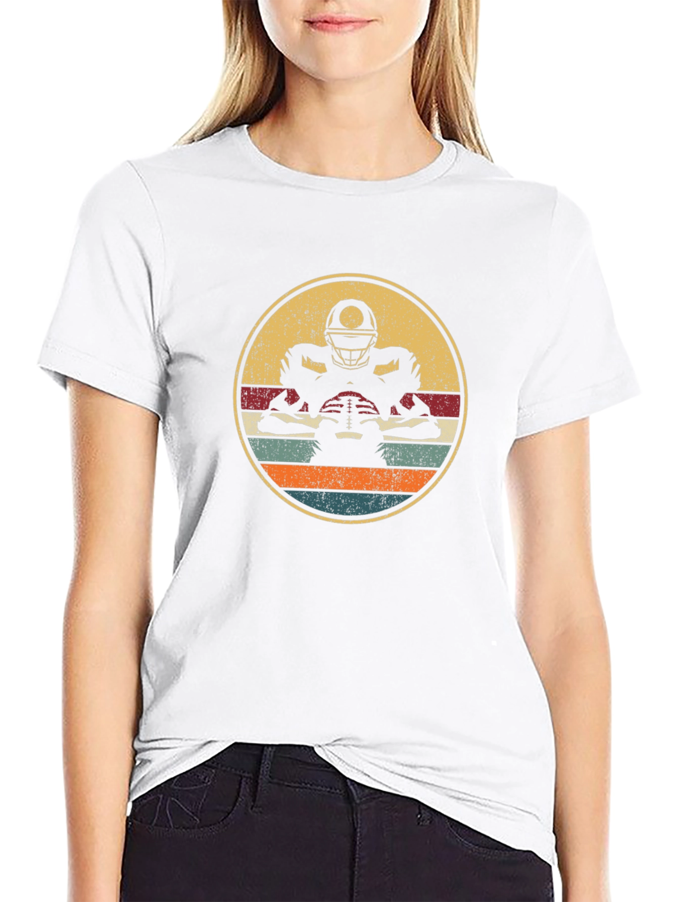Retro Football Player Graphic T-Shirt
