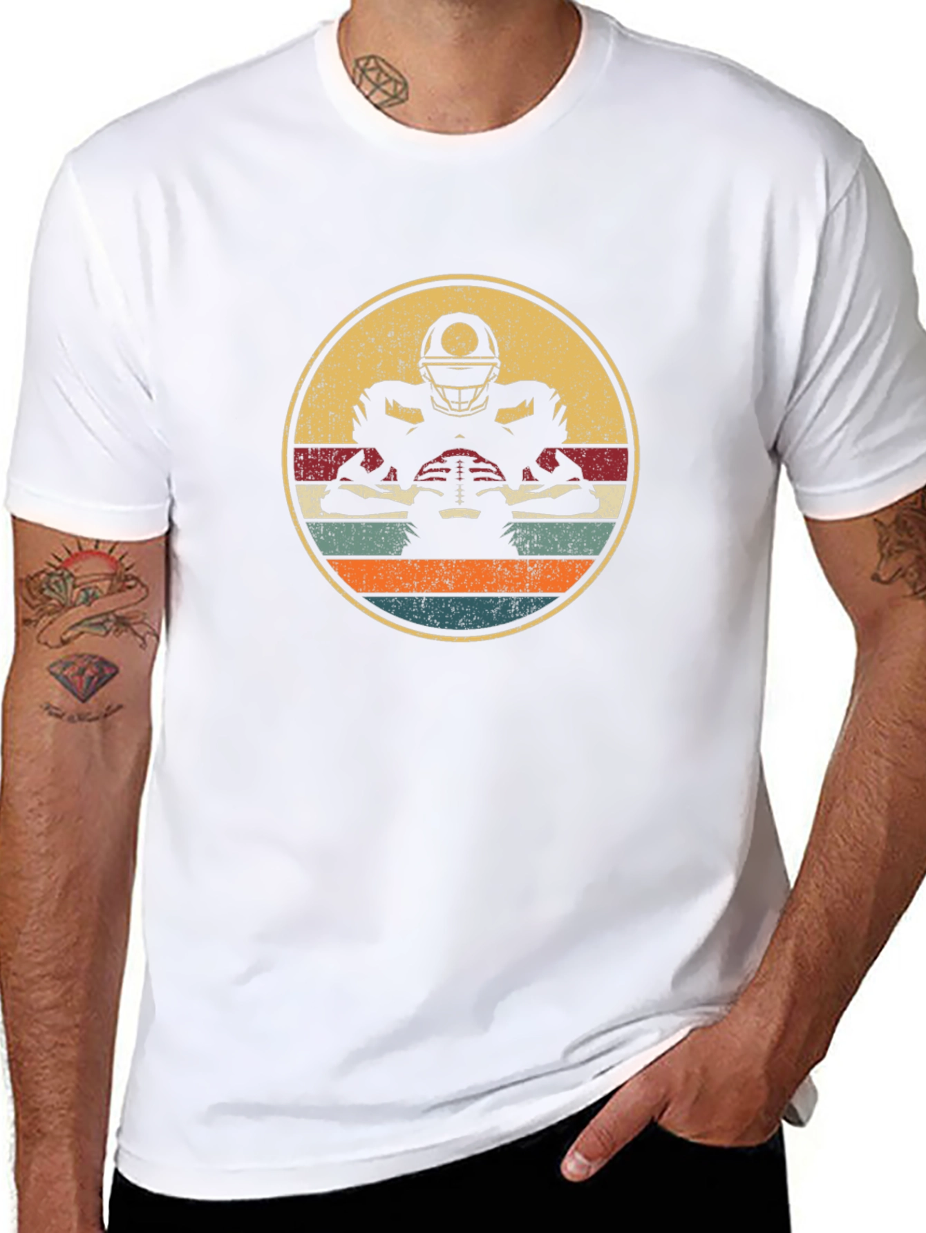 Retro Football Player Graphic T-Shirt