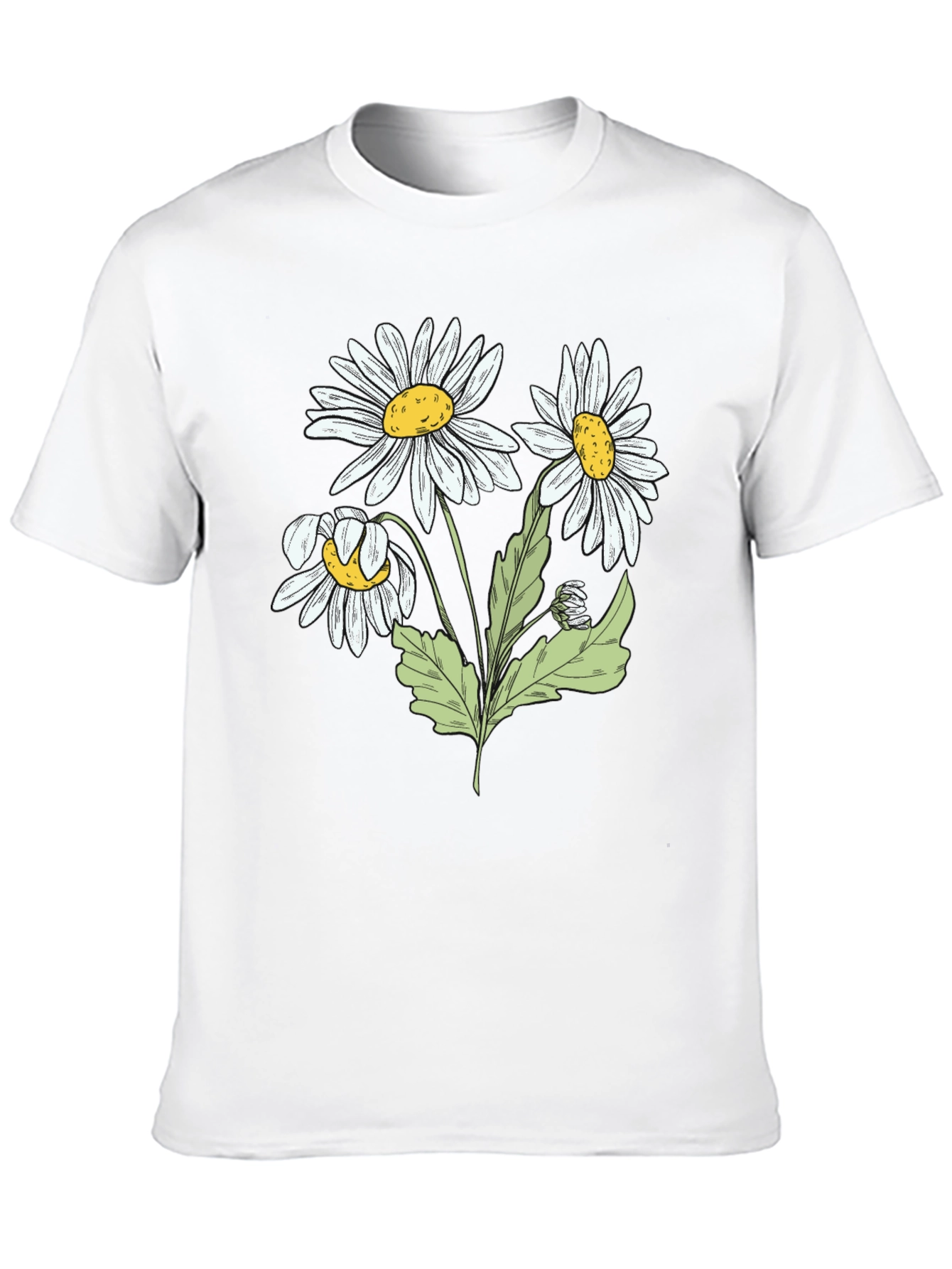 Daisy Graphic Print Black Cotton T-Shirt