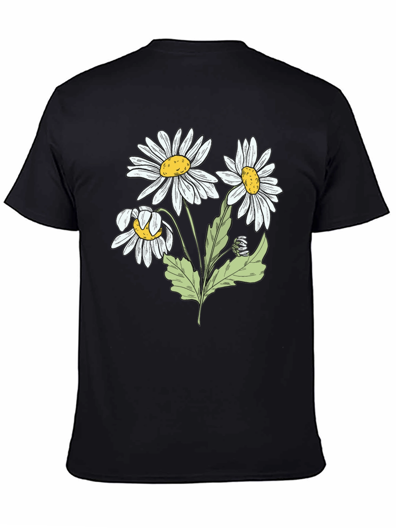 Daisy Graphic Print Black Cotton T-Shirt