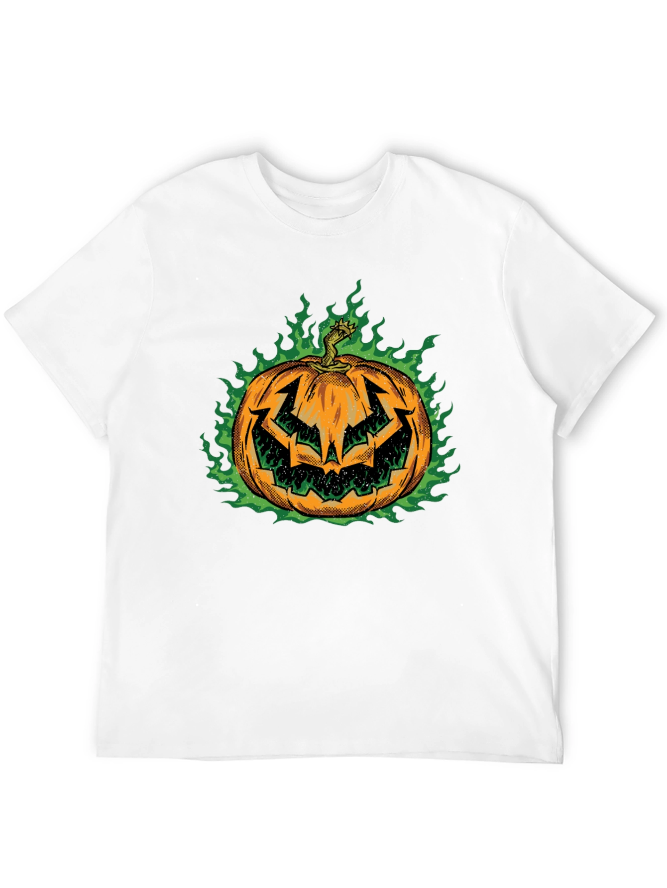 Fiery Pumpkin Halloween T-Shirt - Mens Black Tee