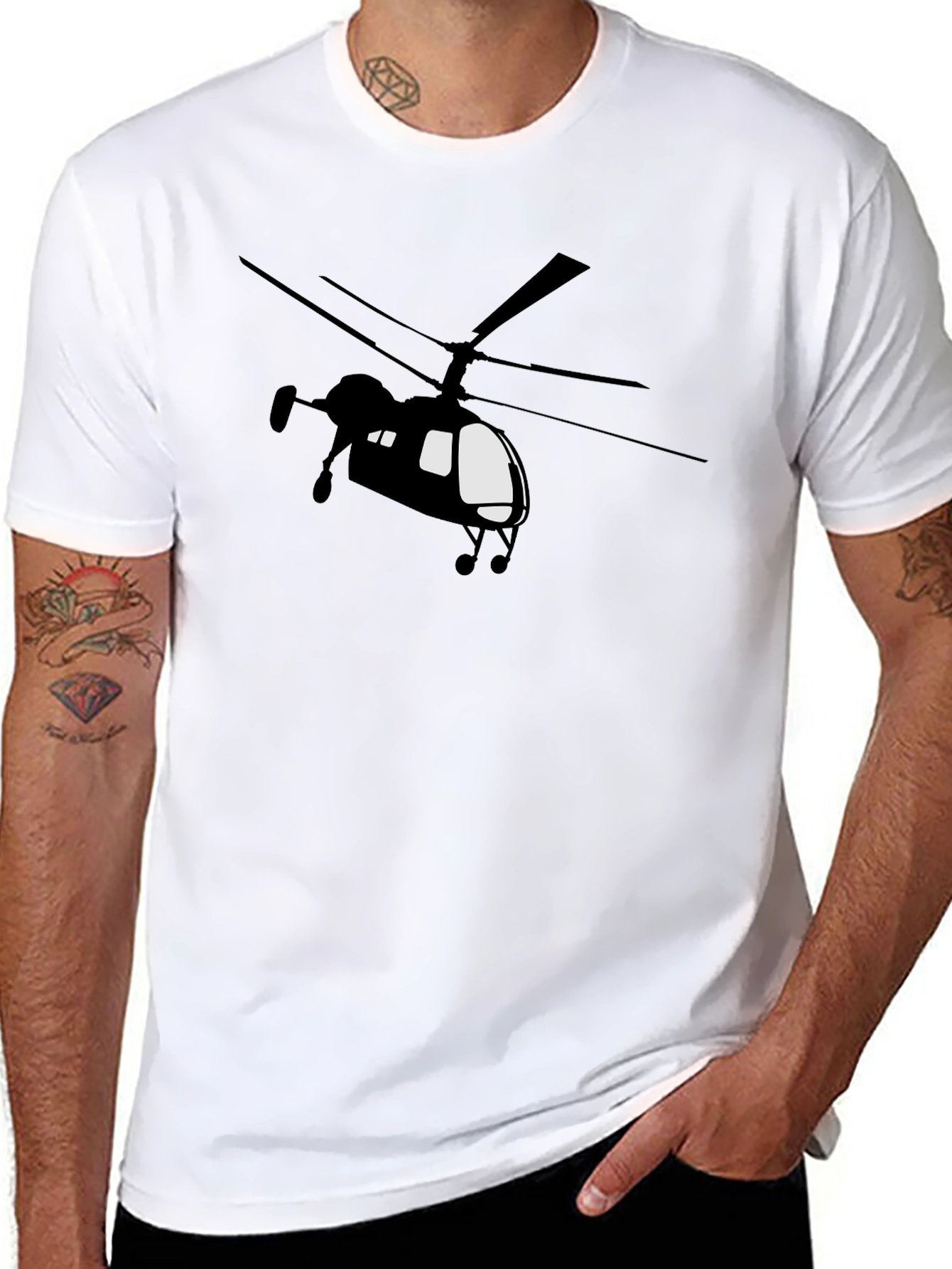 Helicopter Graphic T-Shirt - Bold Black Tee