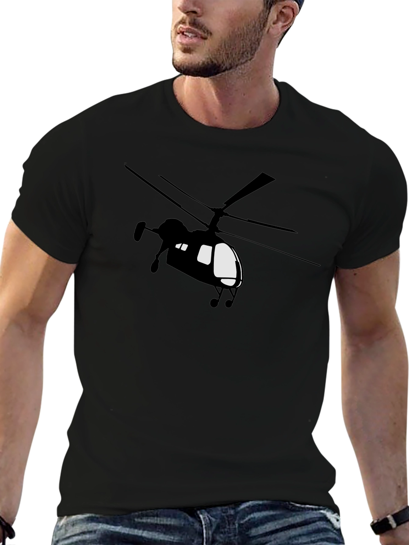 Helicopter Graphic T-Shirt - Bold Black Tee