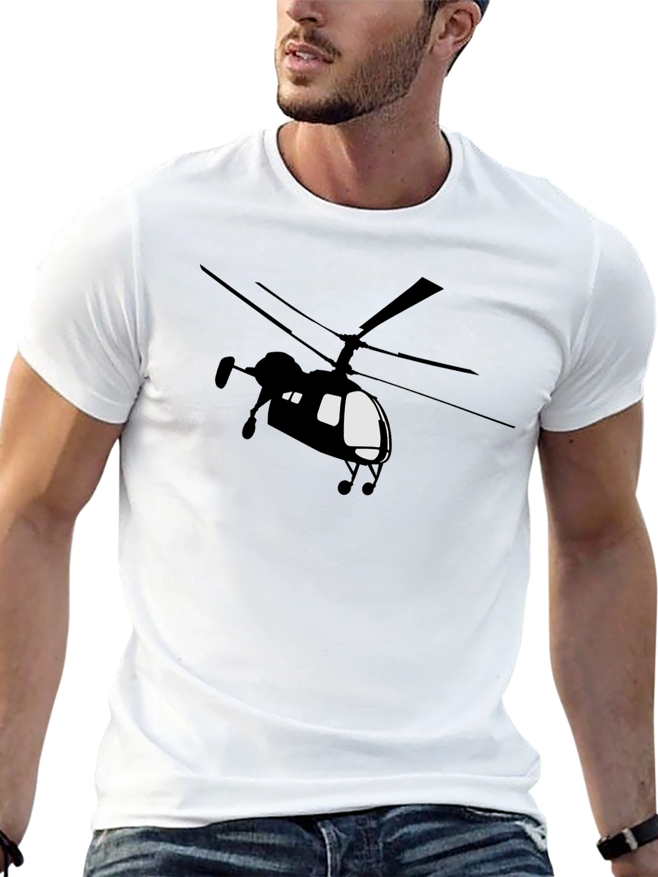 Helicopter Graphic T-Shirt - Bold Black Tee