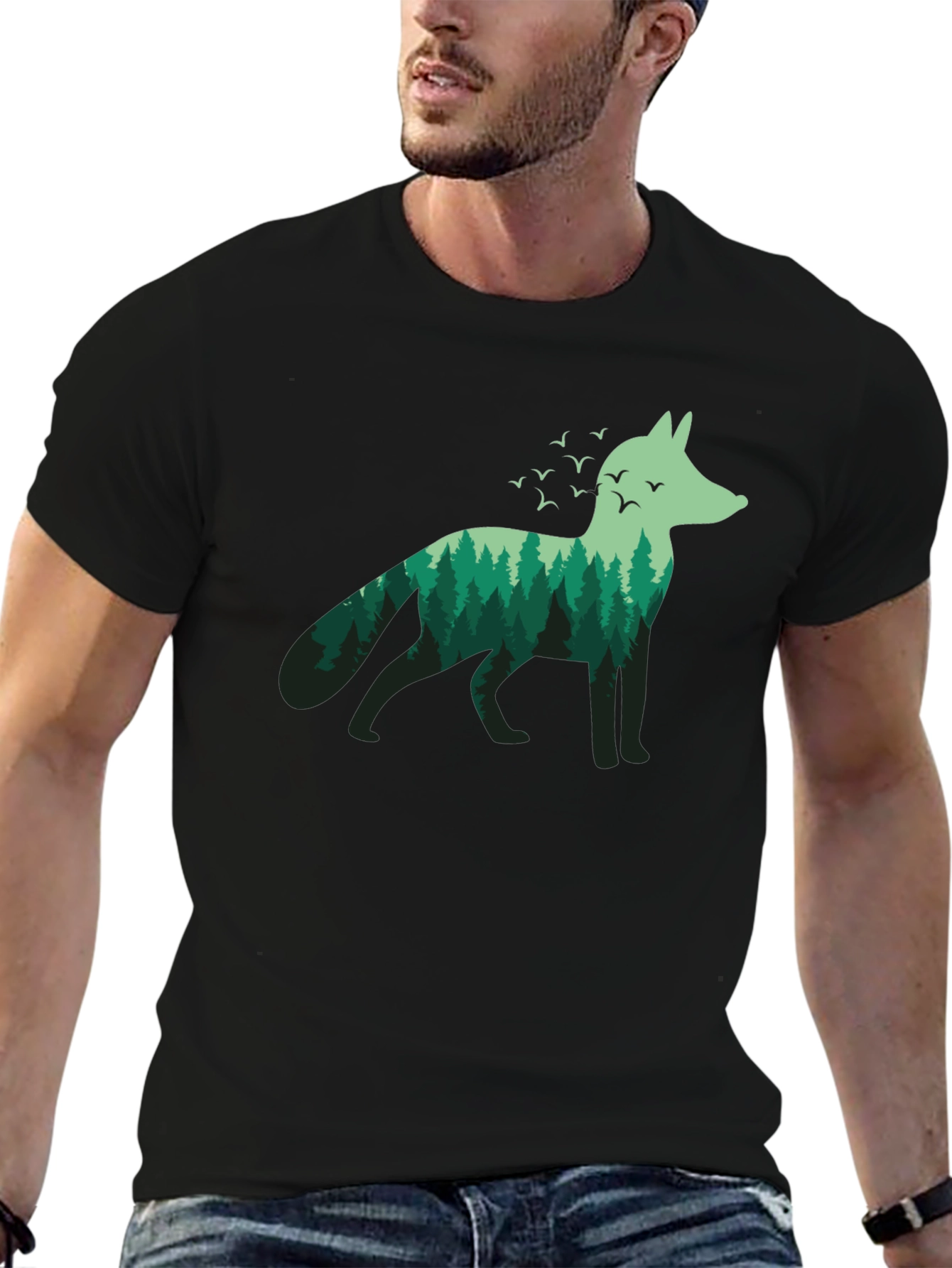Nature Fox Graphic Tee - Mens Black T-Shirt