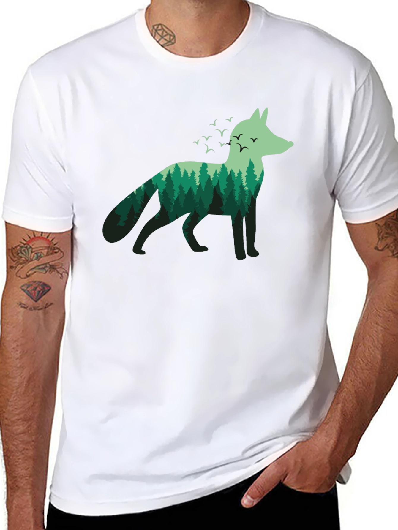 Nature Fox Graphic Tee - Mens Black T-Shirt