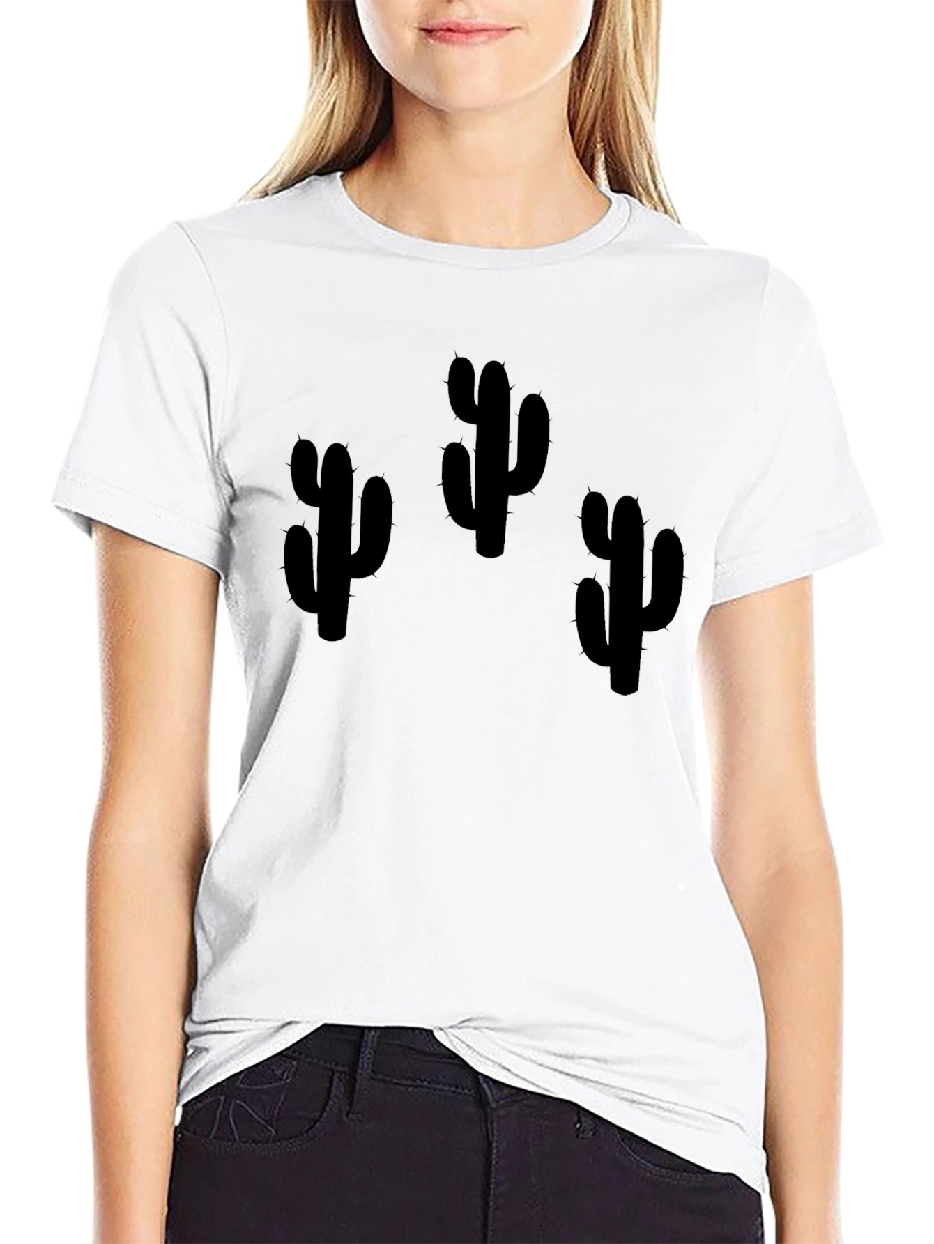 Cactus Graphic Print Black T-Shirt
