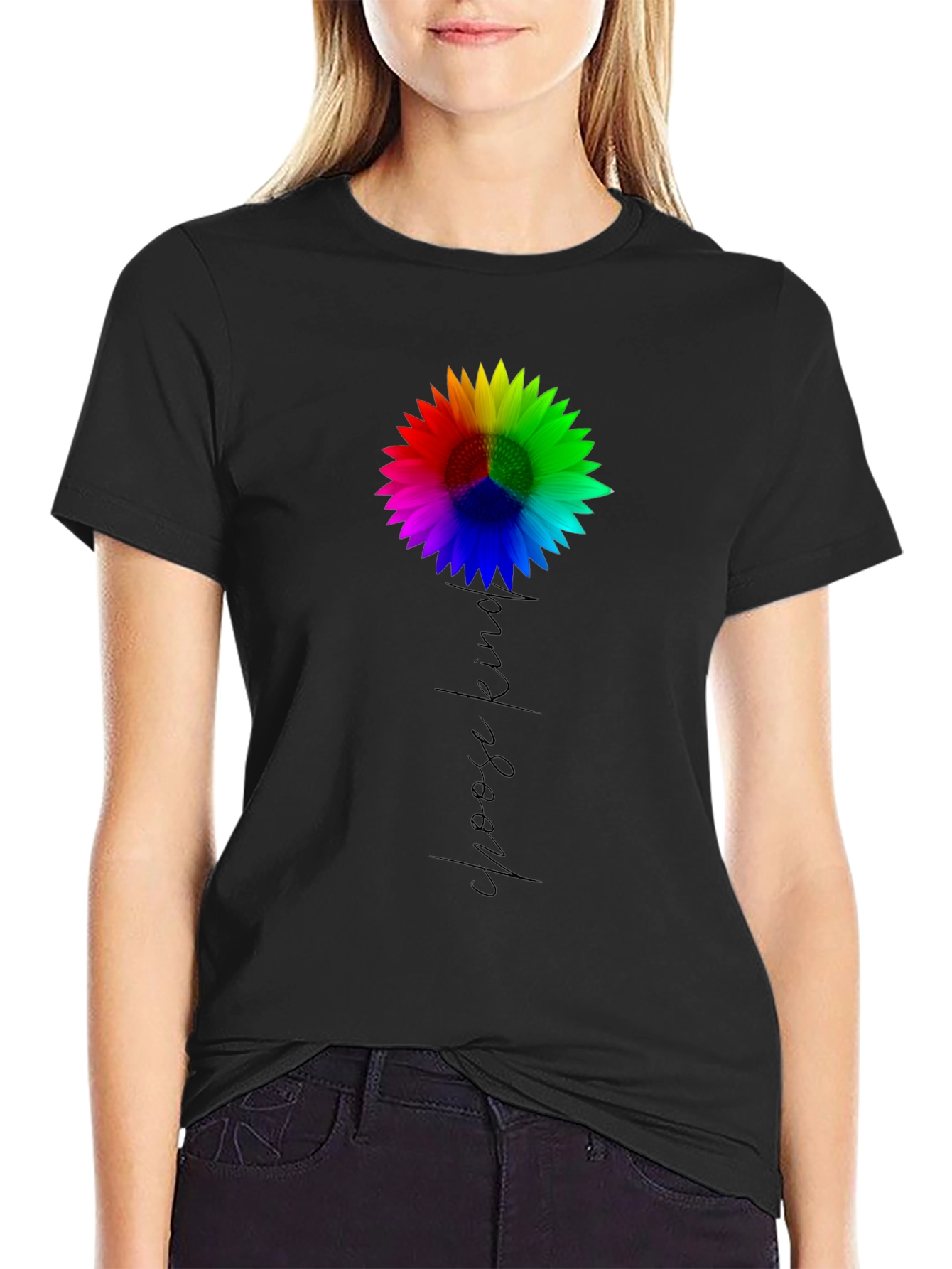 Choose Kind Sunflower Tee - Black