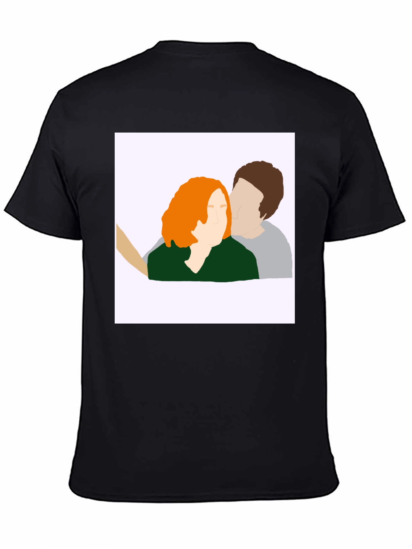 Abstract Couple Portrait Graphic Tee - Black