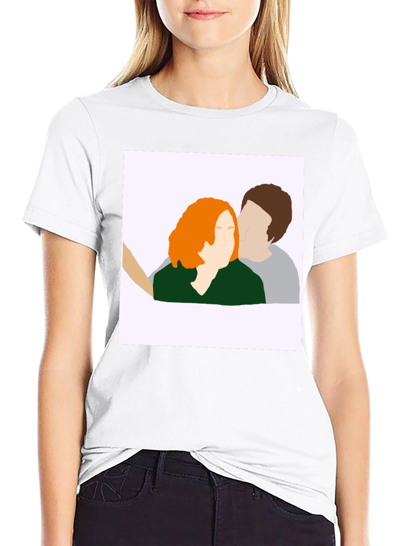 Abstract Couple Portrait Graphic Tee - Black