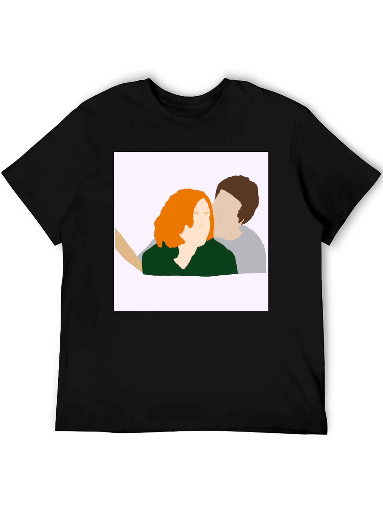 Abstract Couple Portrait Graphic Tee - Black