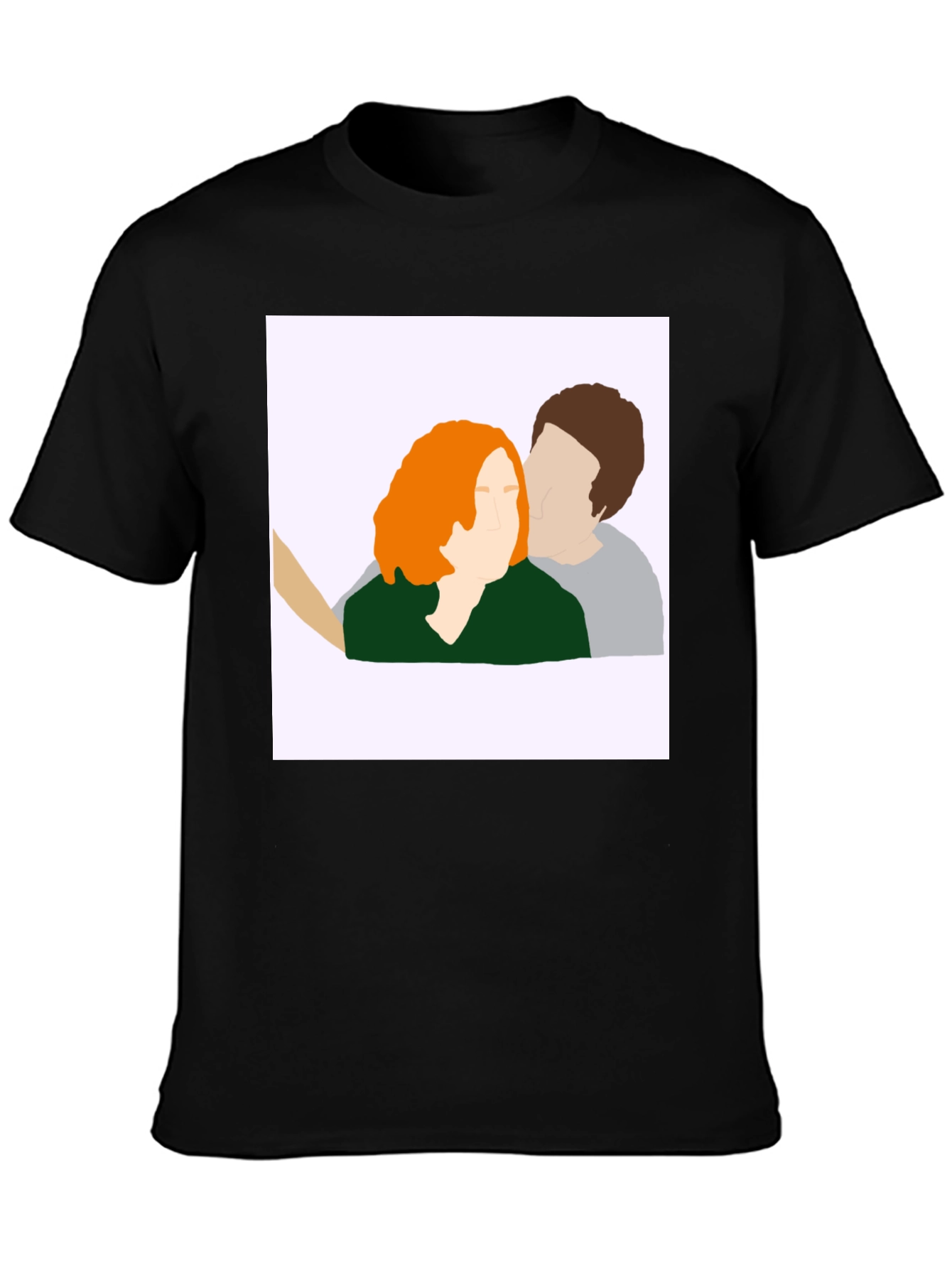 Abstract Couple Portrait Graphic Tee - Black