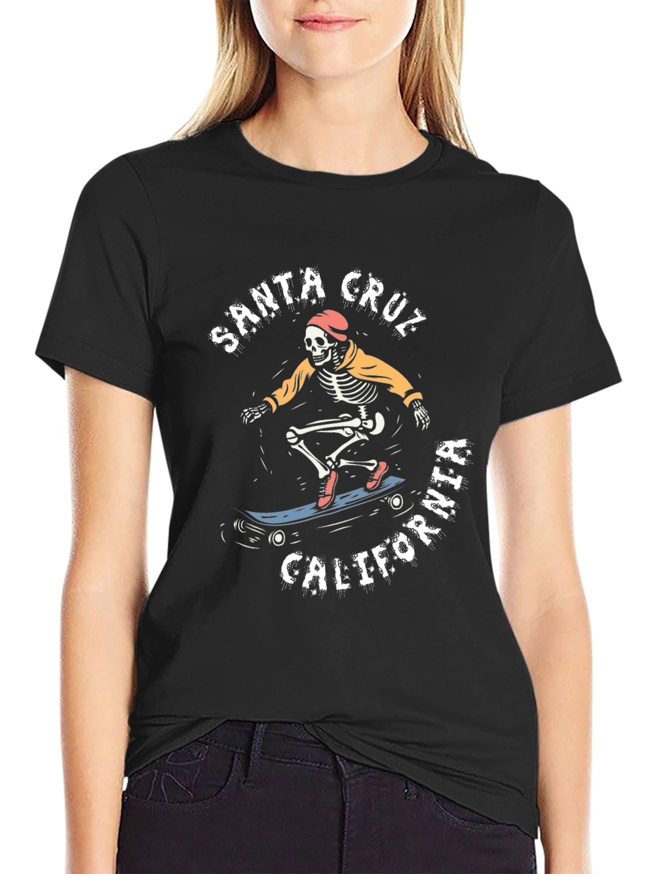 Santa Cruz California Skateboard Skeleton T-Shirt