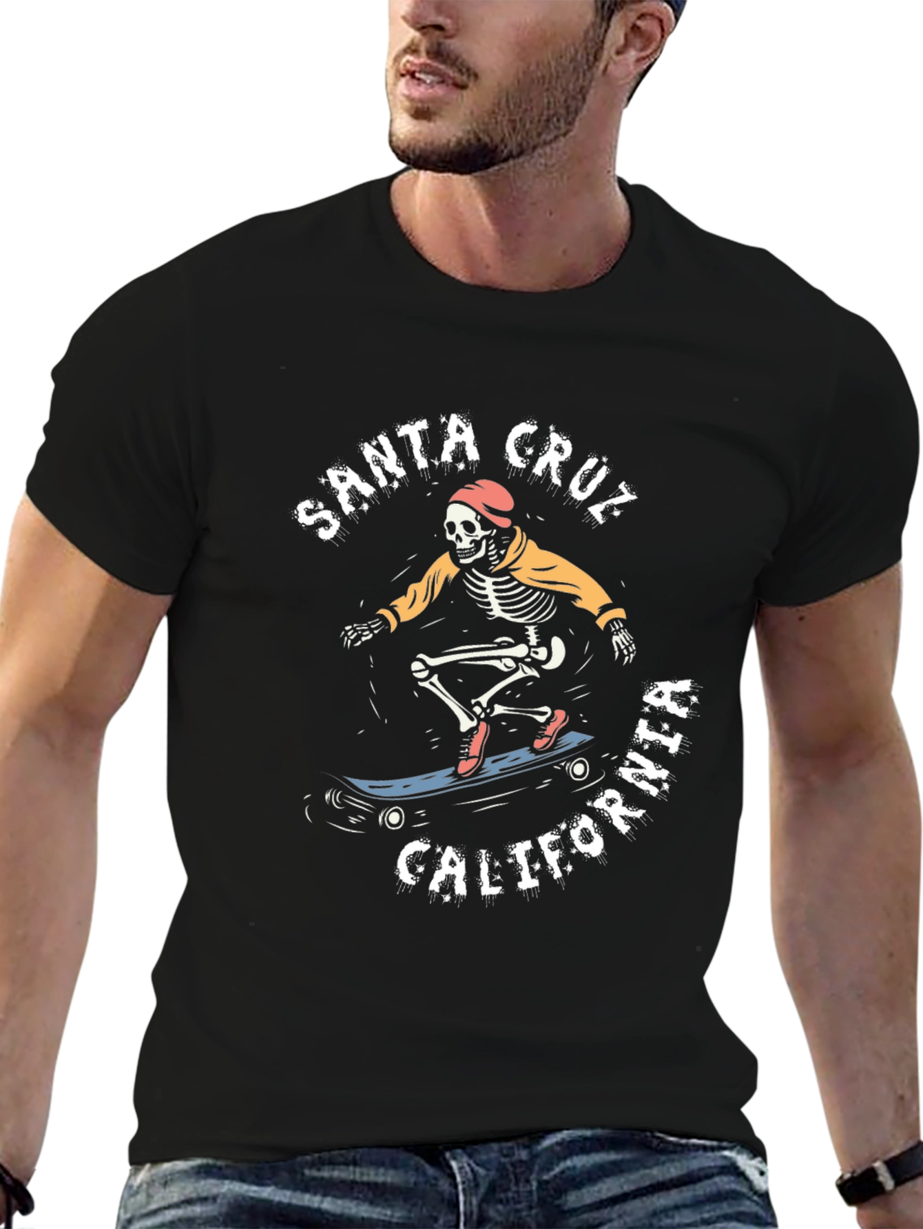 Santa Cruz California Skateboard Skeleton T-Shirt