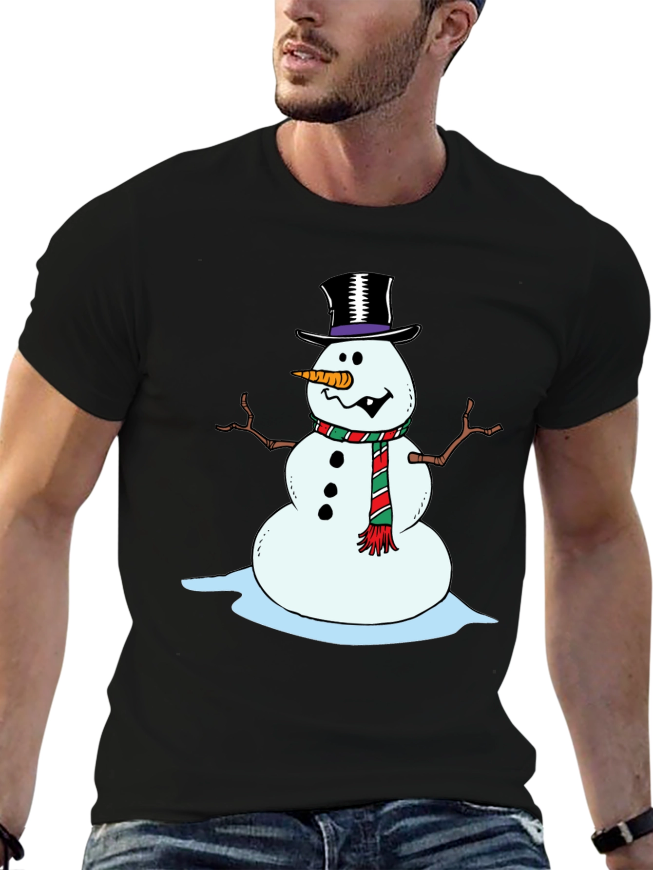 Festive Snowman Graphic Tee - Holiday Cheer