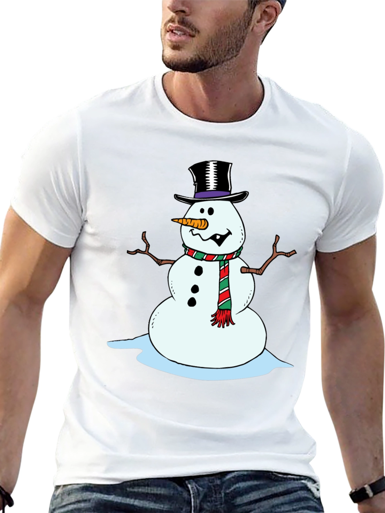 Festive Snowman Graphic Tee - Holiday Cheer