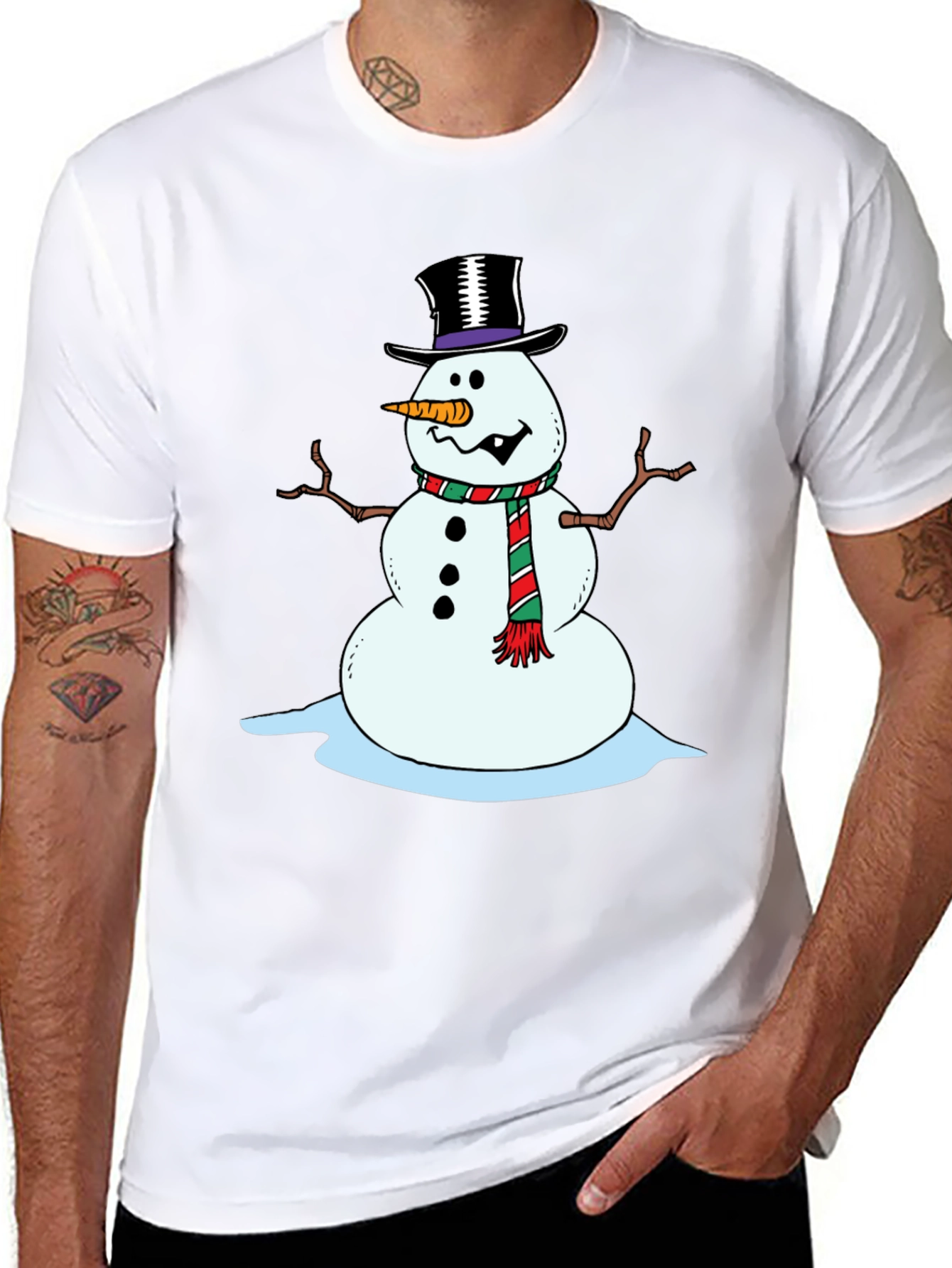 Festive Snowman Graphic Tee - Holiday Cheer