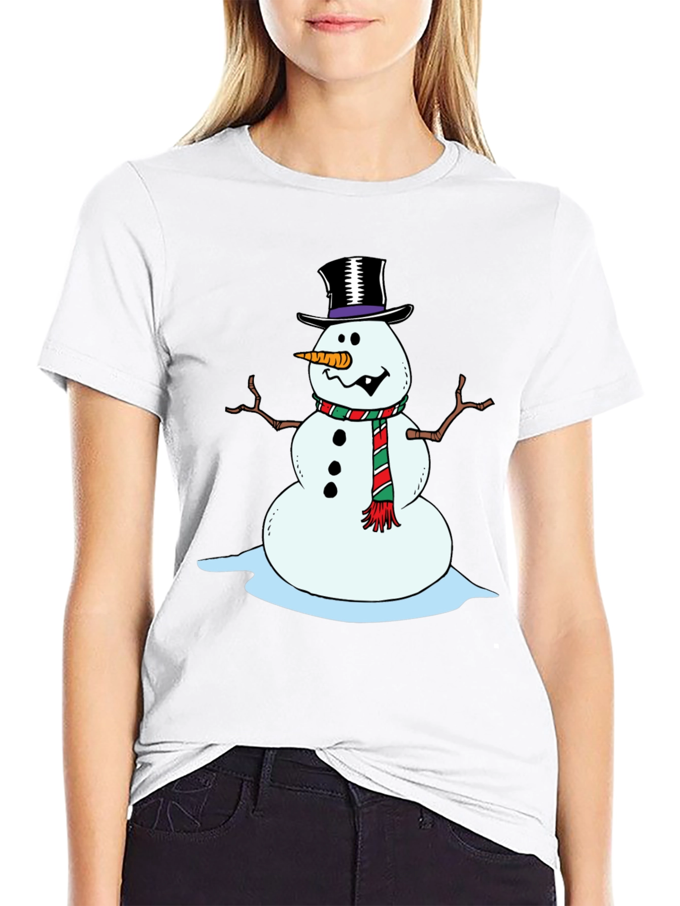 Festive Snowman Graphic Tee - Holiday Cheer