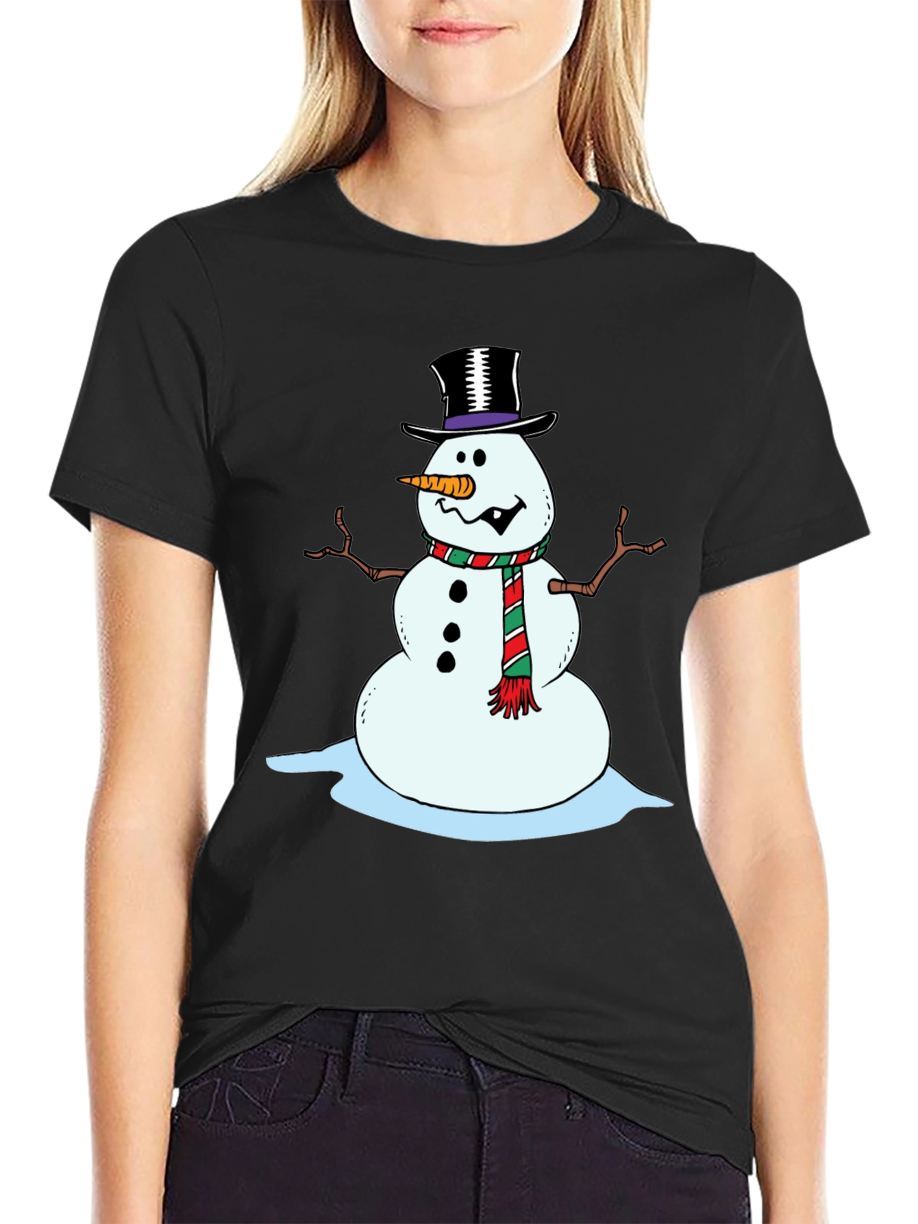 Festive Snowman Graphic Tee - Holiday Cheer