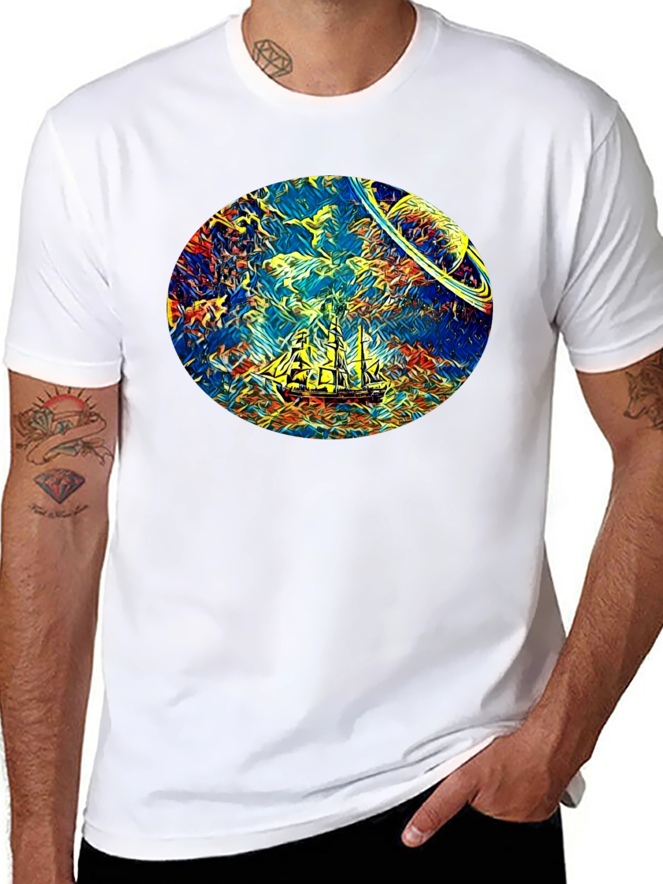 Space Sailing T-Shirt - Artistic Design