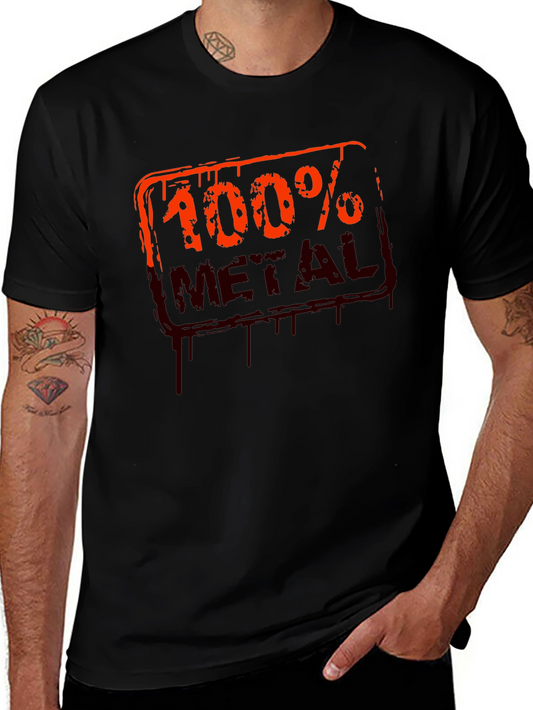 100% Metal Graphic Print Black T-Shirt