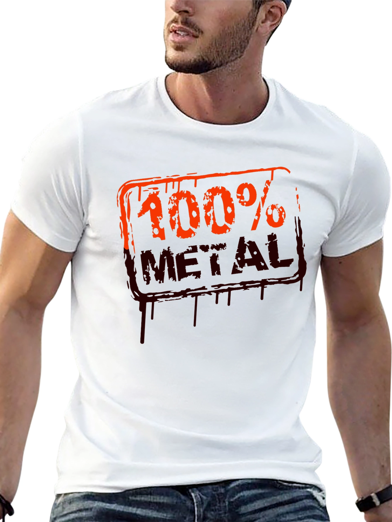 100% Metal Graphic Print Black T-Shirt