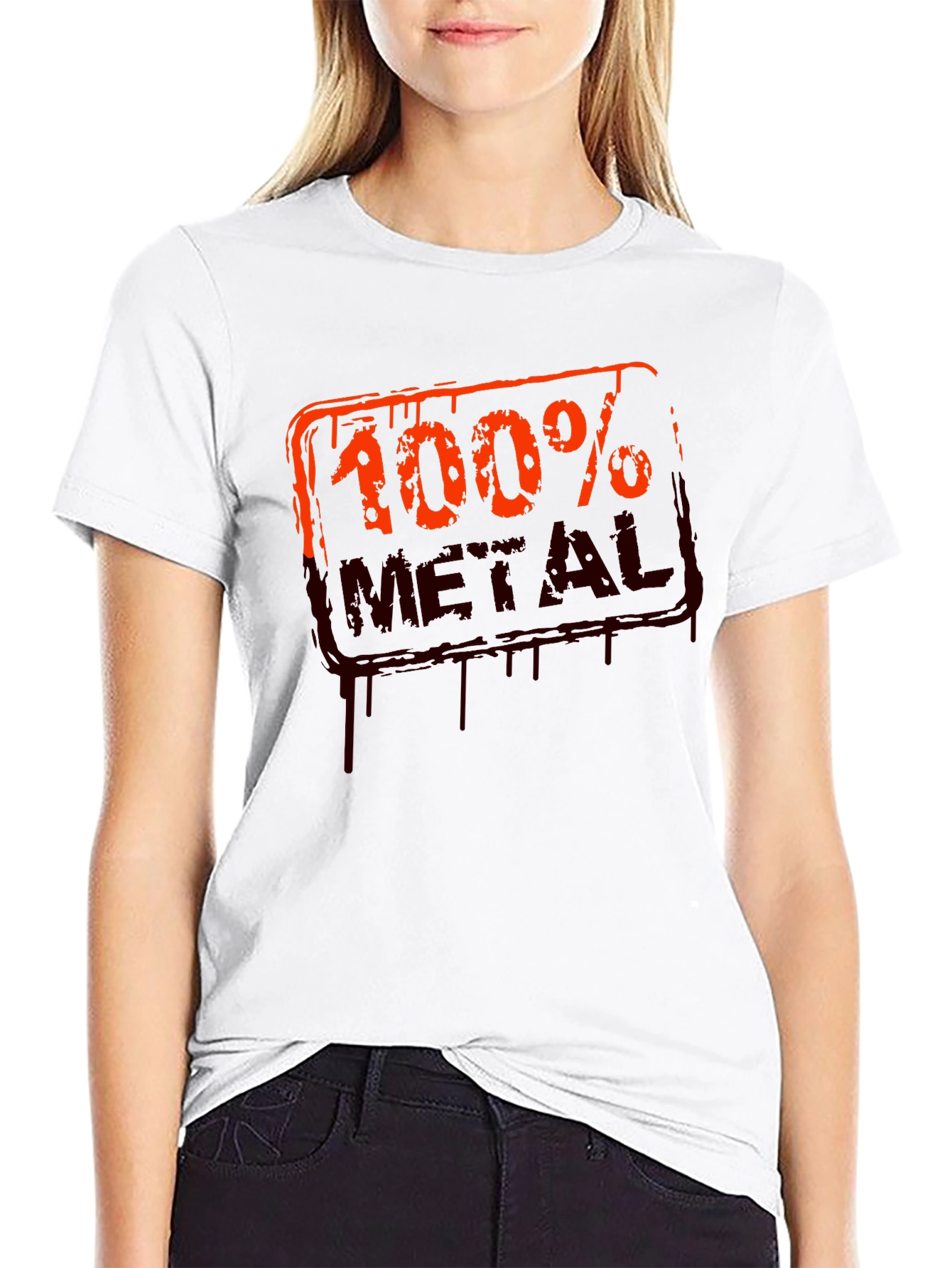 100% Metal Graphic Print Black T-Shirt