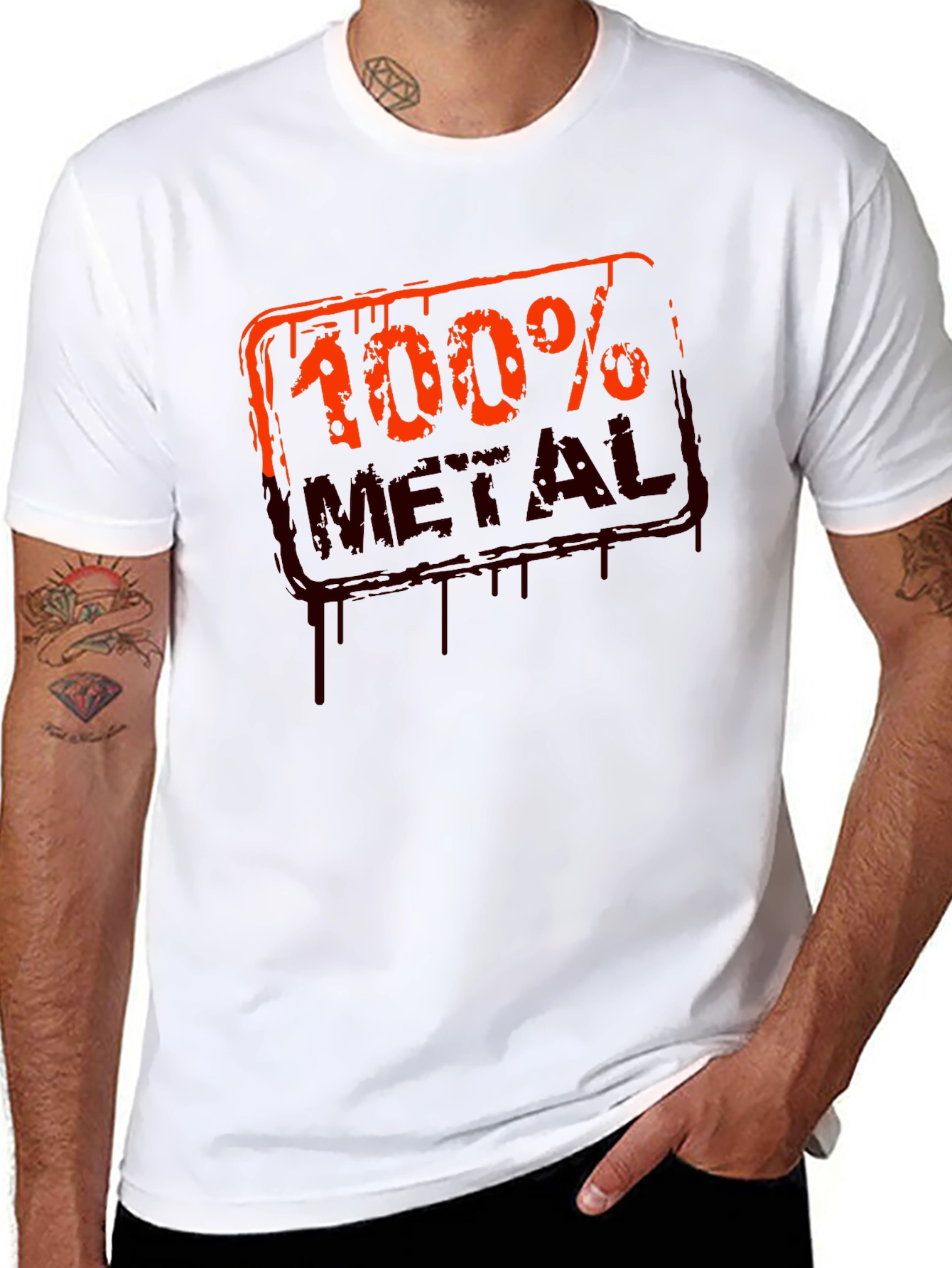 100% Metal Graphic Print Black T-Shirt