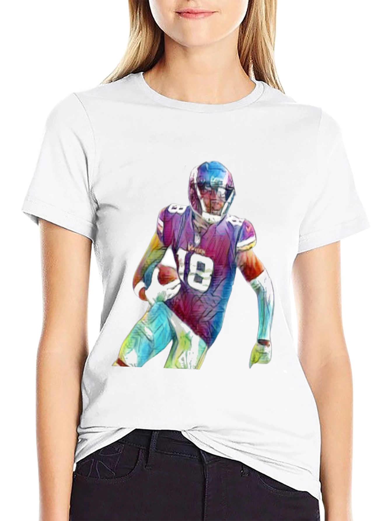 Football Player Graphic Black T-Shirt