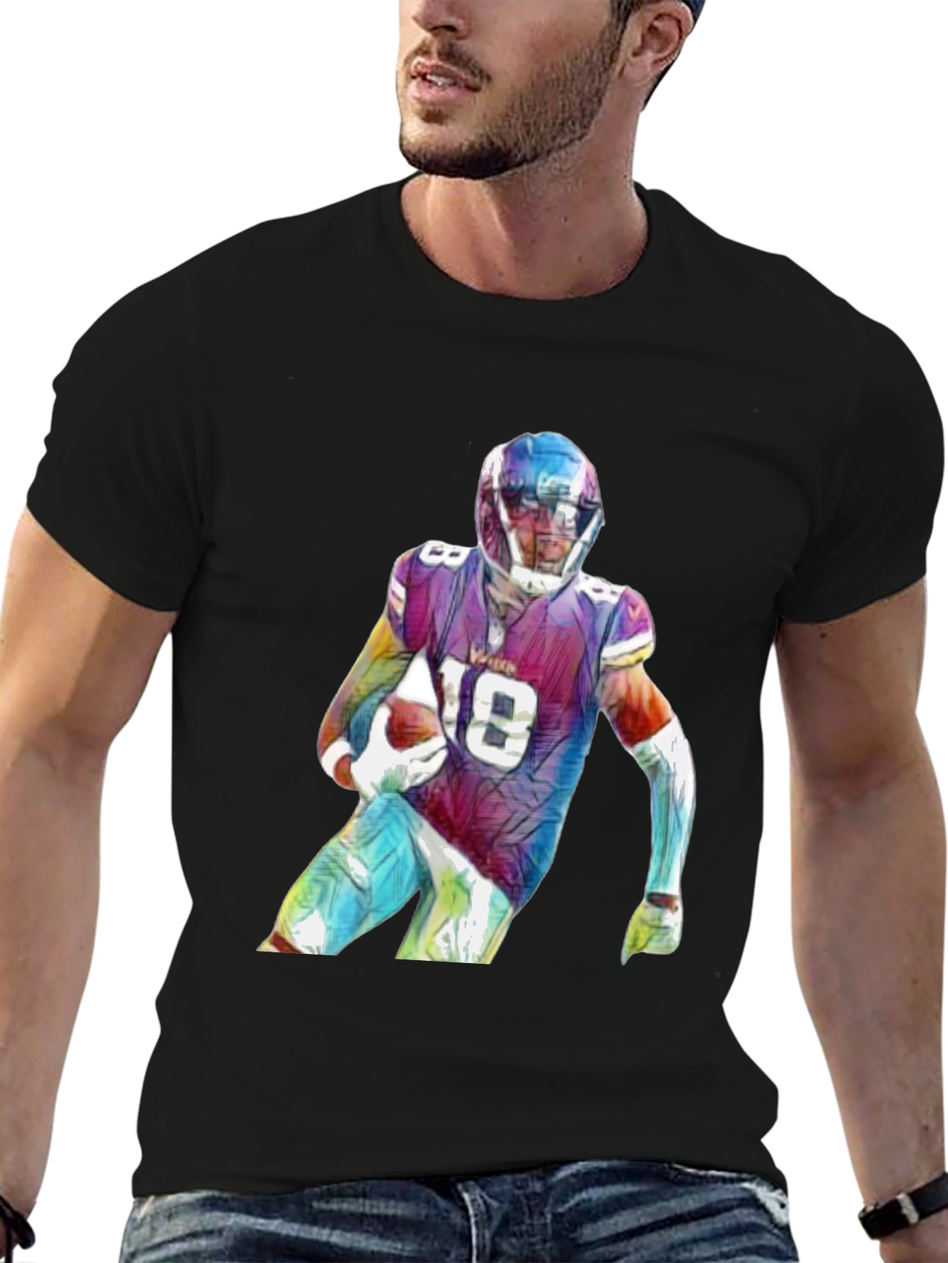 Football Player Graphic Black T-Shirt
