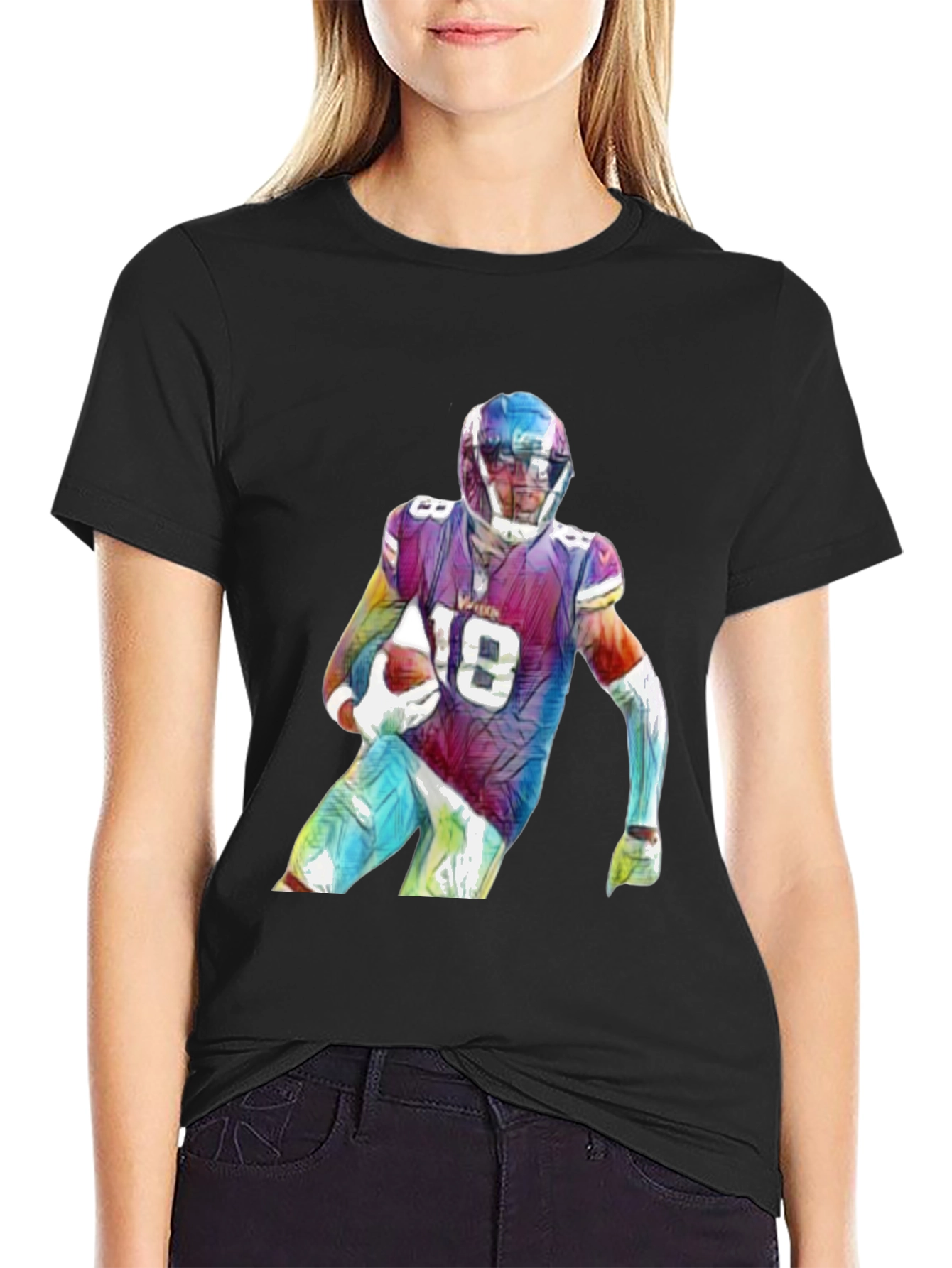 Football Player Graphic Black T-Shirt