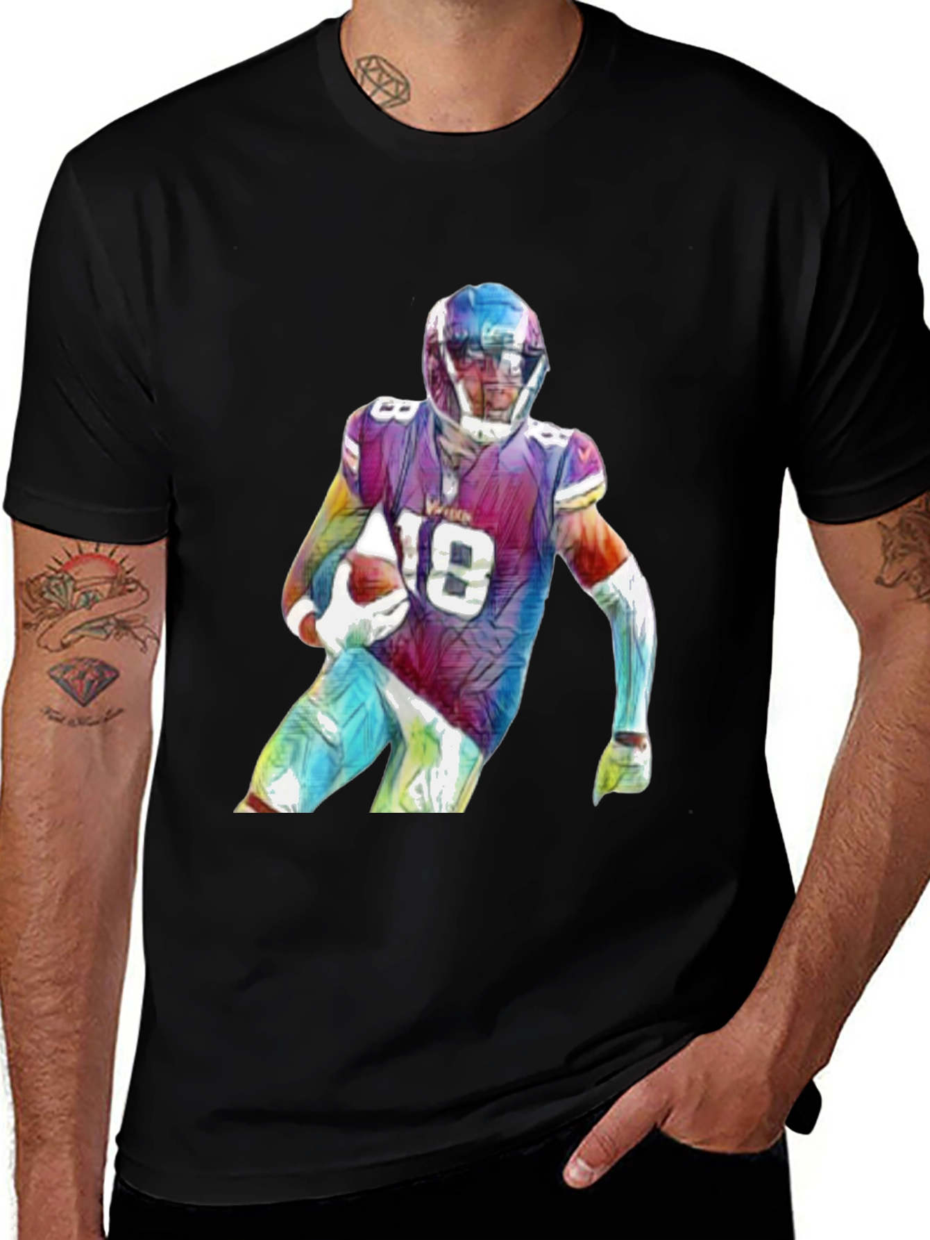 Football Player Graphic Black T-Shirt