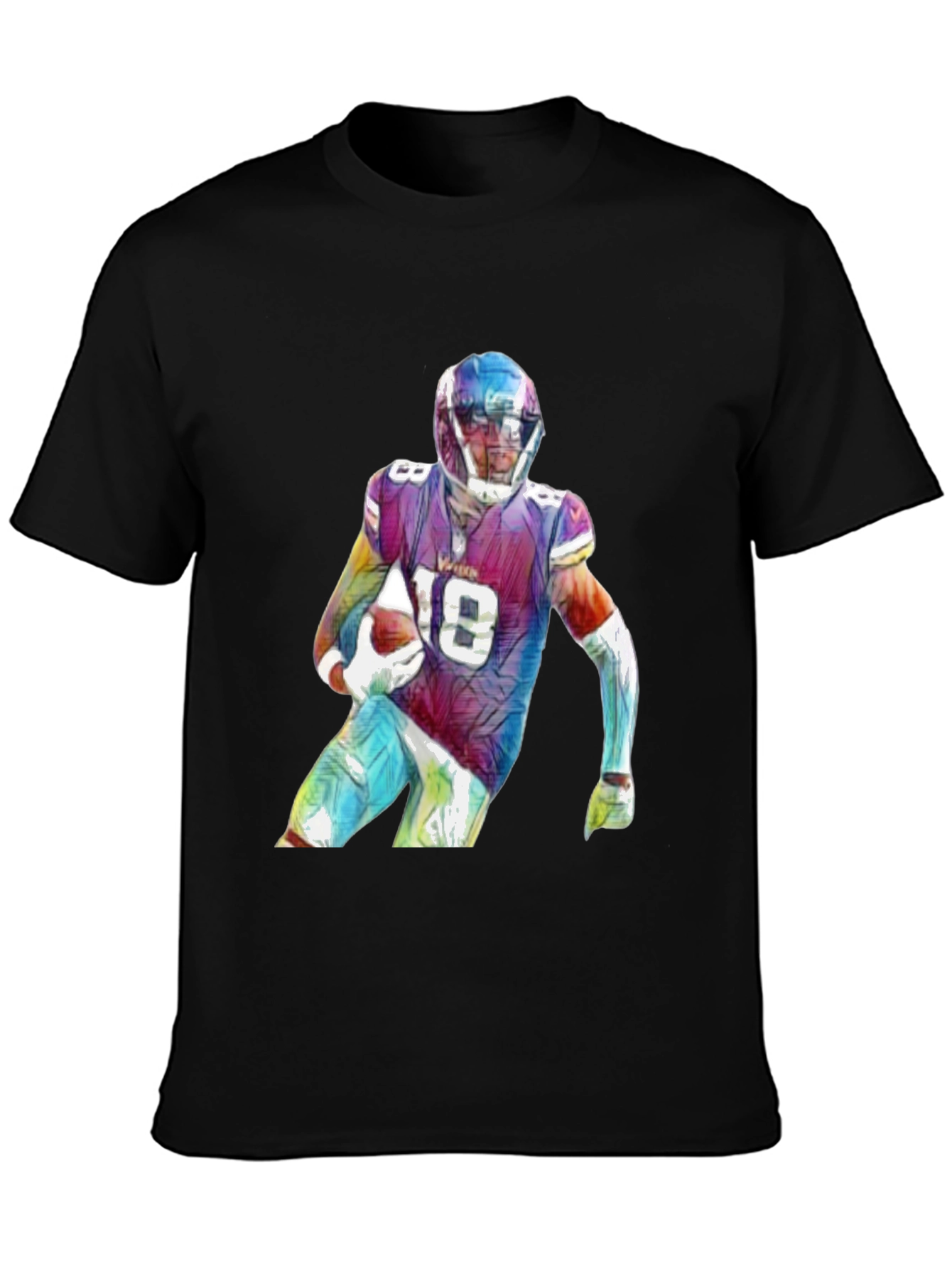 Football Player Graphic Black T-Shirt